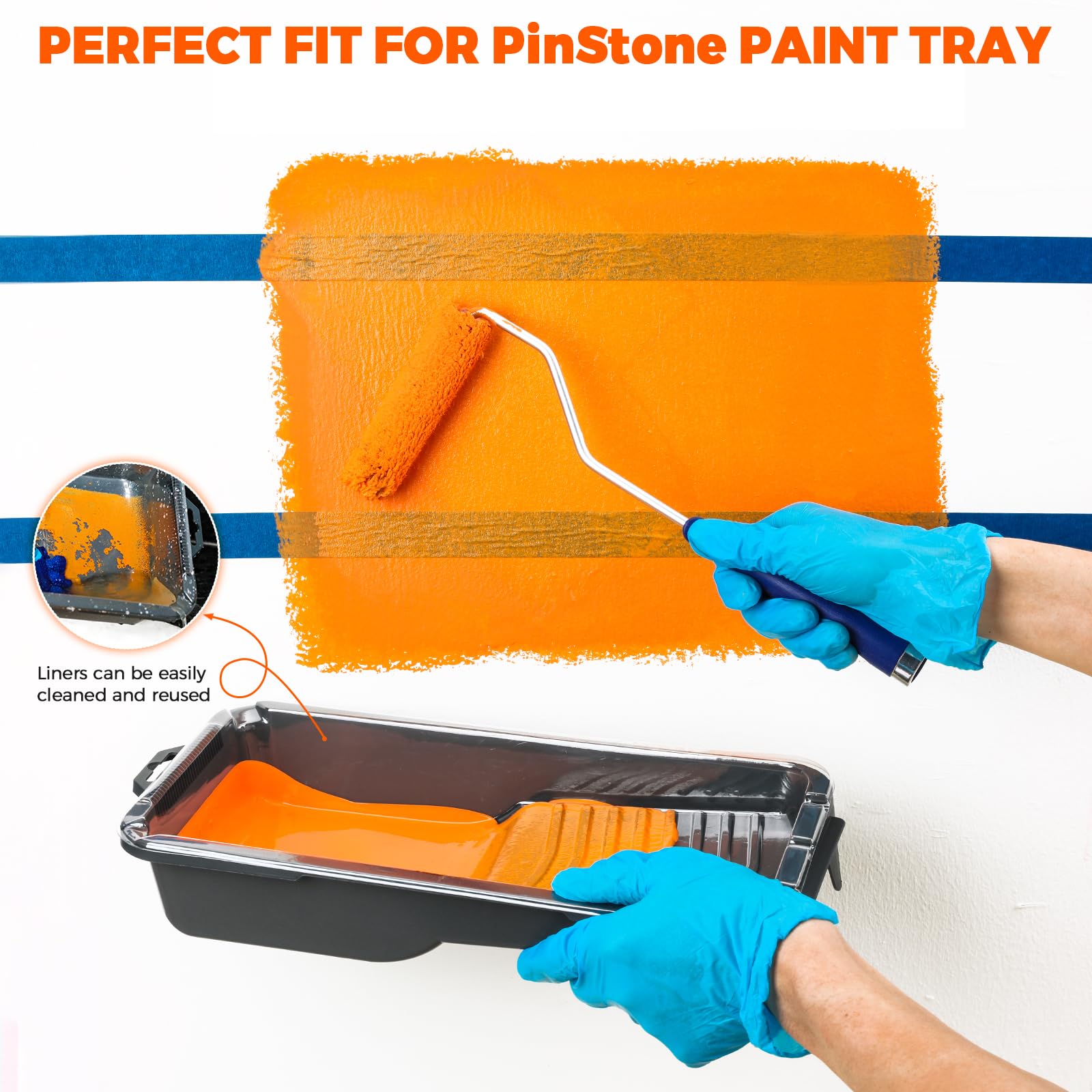 6 Pack 4 Inch Disposable Paint Tray Liners with Free Gloves - Small Plastic Paint Roller Pan Liners for Walls, Home Painting & DIY Projects - Perfect for Interior Decorating, Touch-Ups & Professional Use