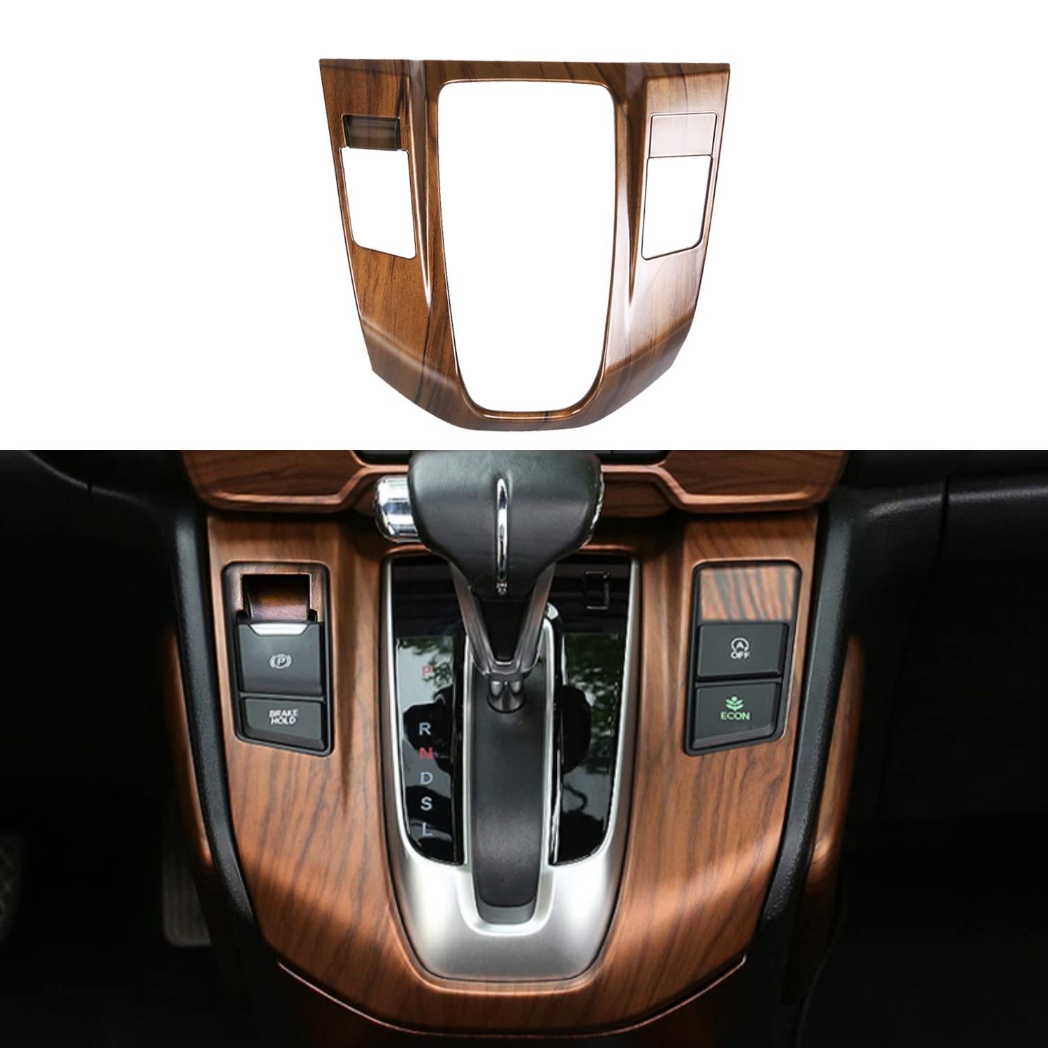 Honda CRV CR-V 2017-2022 Gear Shift Panel Cover - Wood Grain Transmission Decoration Accessory for LX EX EX-L Touring Gas Models | Car Interior Upgrade & Protection