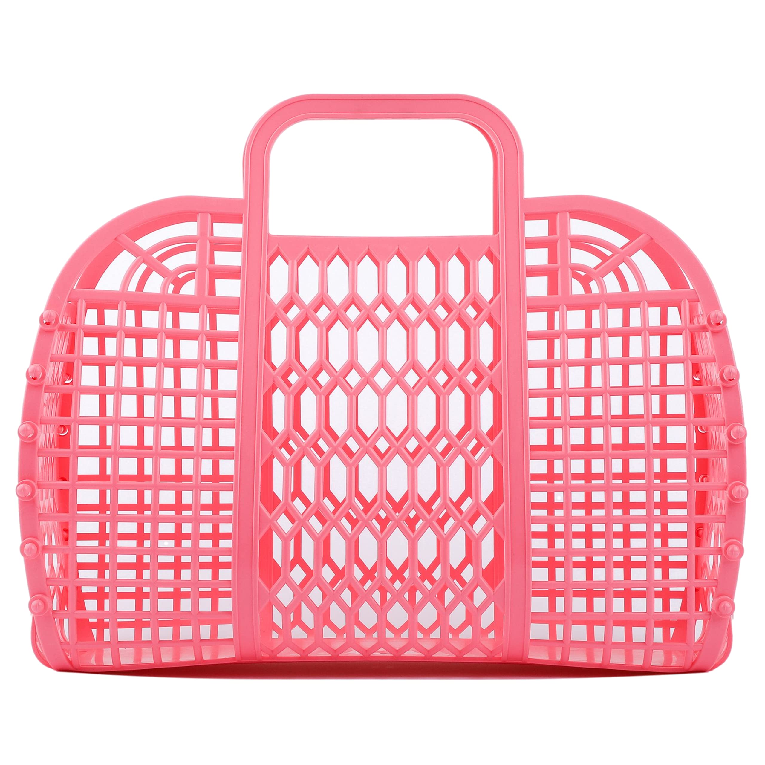 BABANA Large Jelly Beach Tote Bag for Women - Stylish Rose Pink Vacation Purse & Market Basket - Perfect for Beach, Pool, Shopping & Travel Essentials