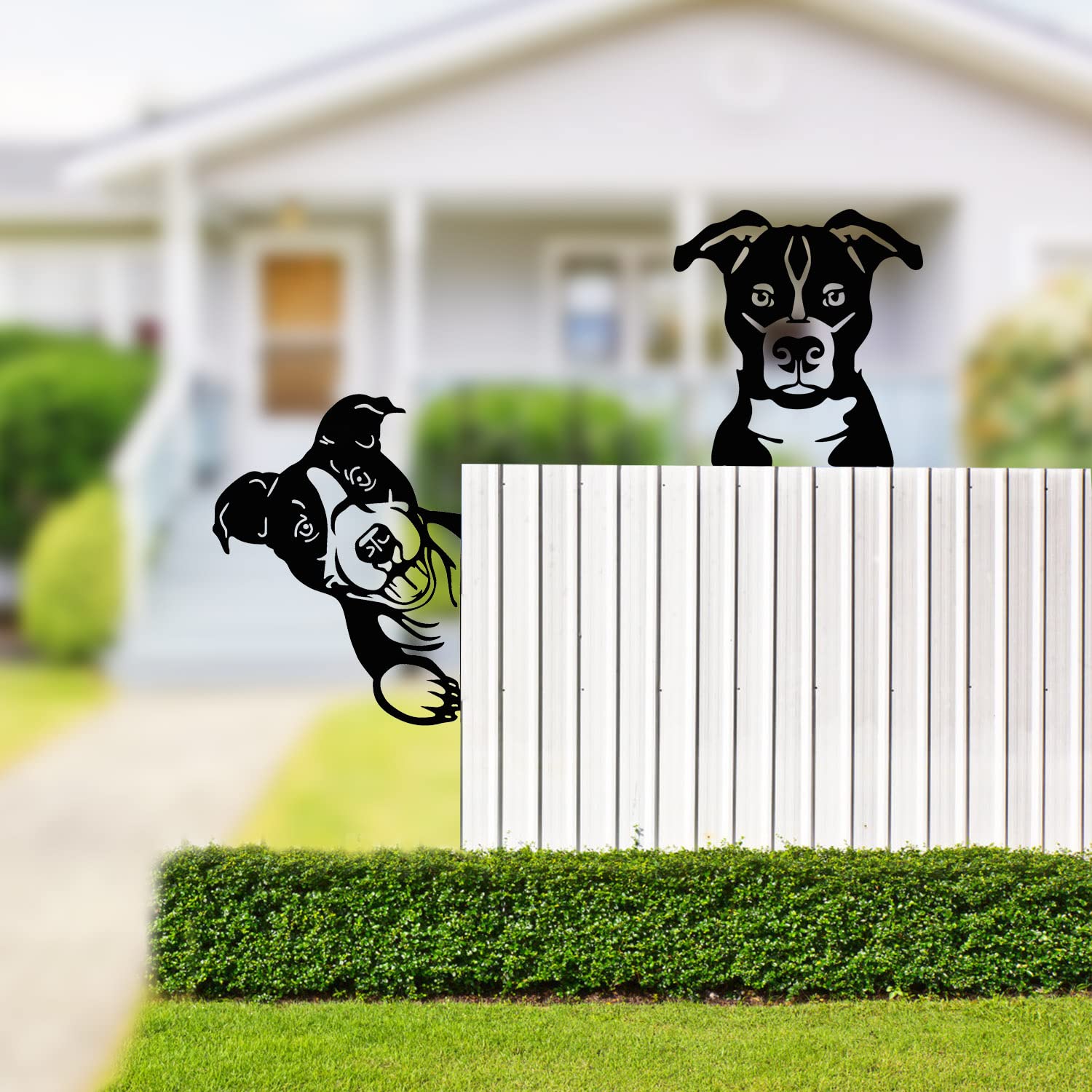 Funny Peeking Dog Metal Art Fence Decor - 2 Pack Wall & Garden Signs for Dog Lovers - Outdoor Yard & Patio Decoration for Pet Owners