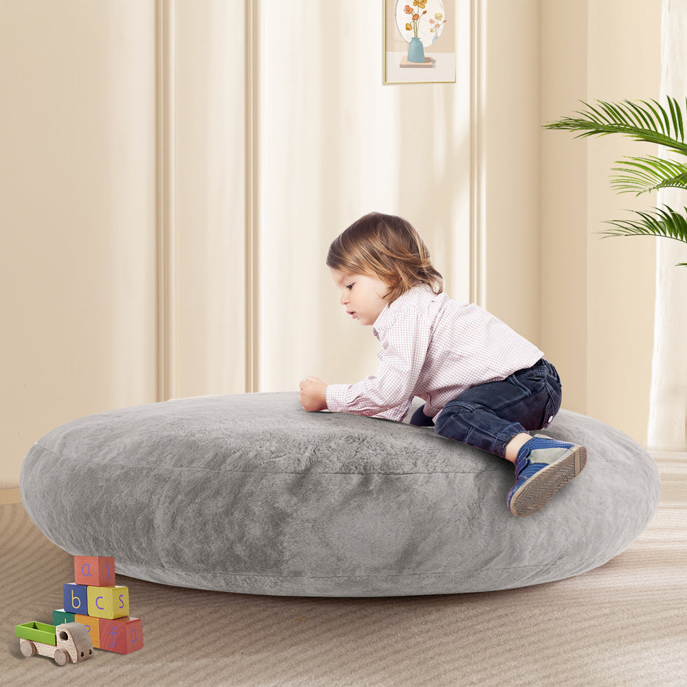 MAXYOYO 2-in-1 Kids Bean Bag Chair with Removable Floor Pillow - Soft Grey Comfy Seating for Boys & Girls - Perfect for Playroom, Bedroom or Reading Nook