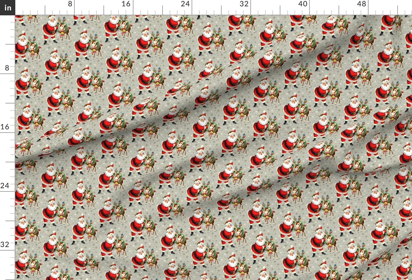 Santa Deer Printed Minky Fabric Fat Quarter - Soft Plush for Sewing Baby Blankets, Quilt Backing & DIY Crafts - Perfect for Holiday Decor, Nursery Projects & Cozy Home Textiles