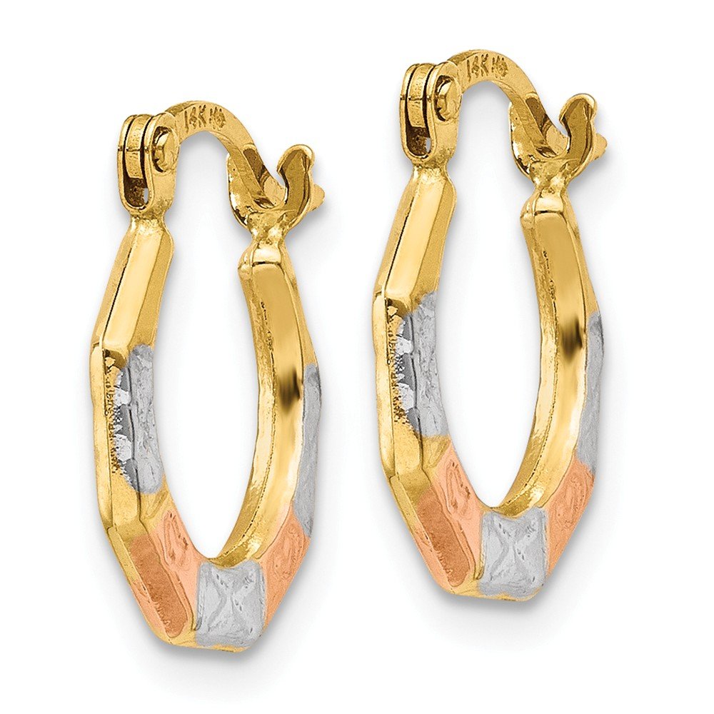 14K Yellow Gold & White Rose Rhodium Hoop Earrings for Women - Elegant Dangle Hoops for Everyday Wear, Parties & Special Occasions