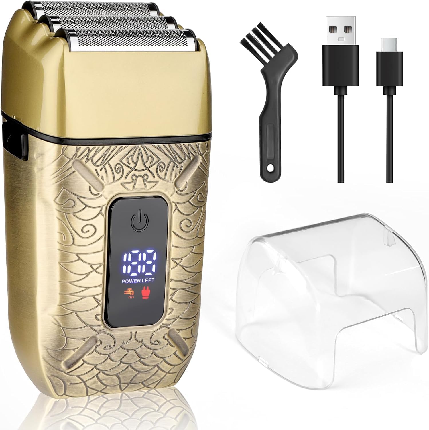 Premium Men's Electric Foil Shaver - 3 Blade Cordless Rechargeable Razor with LED Display for Close Shaving | Wet/Dry Use for Travel, Gym & Daily Grooming