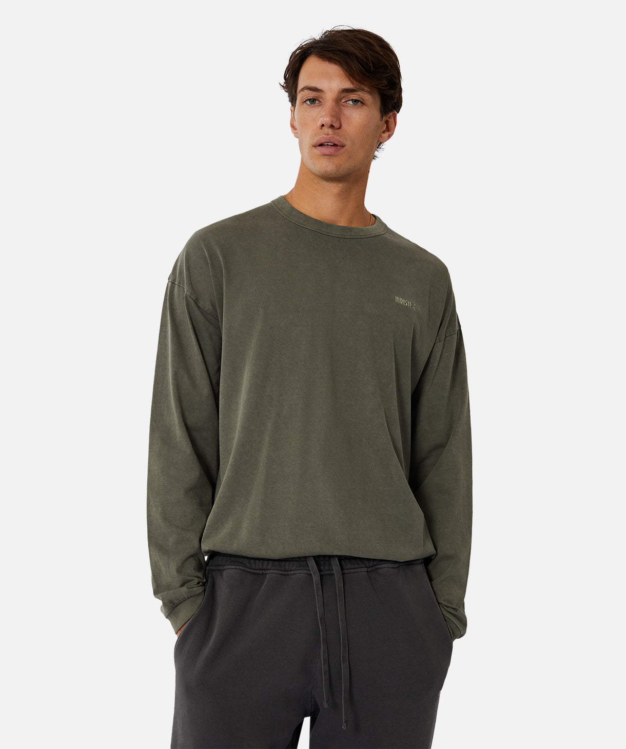 Del Sur Long Sleeve T-Shirt for Men - OD Dark Forest Green - Soft Cotton Casual Shirt for Outdoor Activities, Hiking, and Everyday Wear