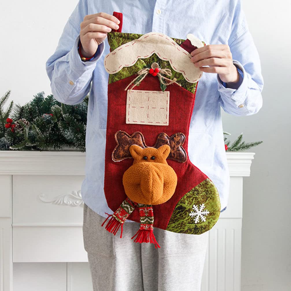 FOMIYES 3-Piece Christmas Stocking Ornaments Set - Flannel Holiday Stockings for Candy & Biscuits, Large Santa Socks for Fireplace Decor, Gift Exchange & Festive Home Decoration
