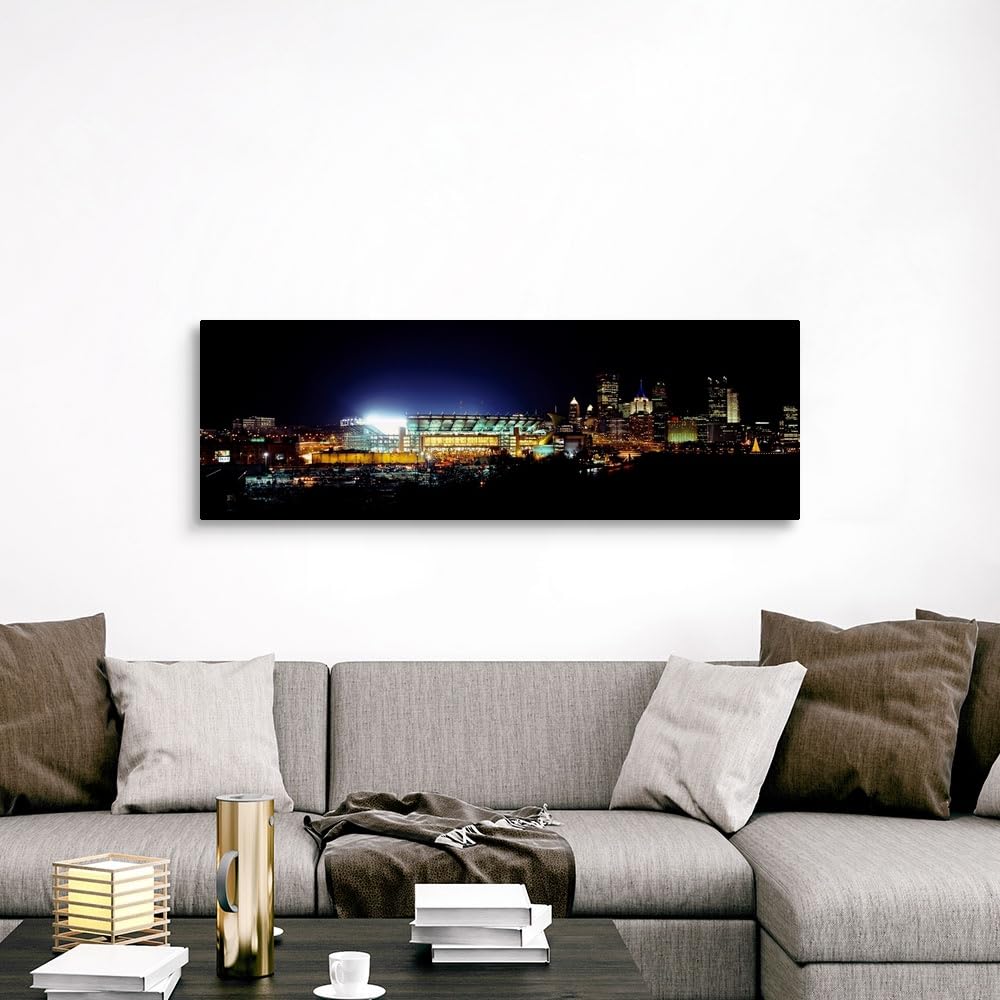 Heinz Field & Three Rivers Stadium Pittsburgh Pennsylvania Night Skyline Canvas Wall Art Print - 60