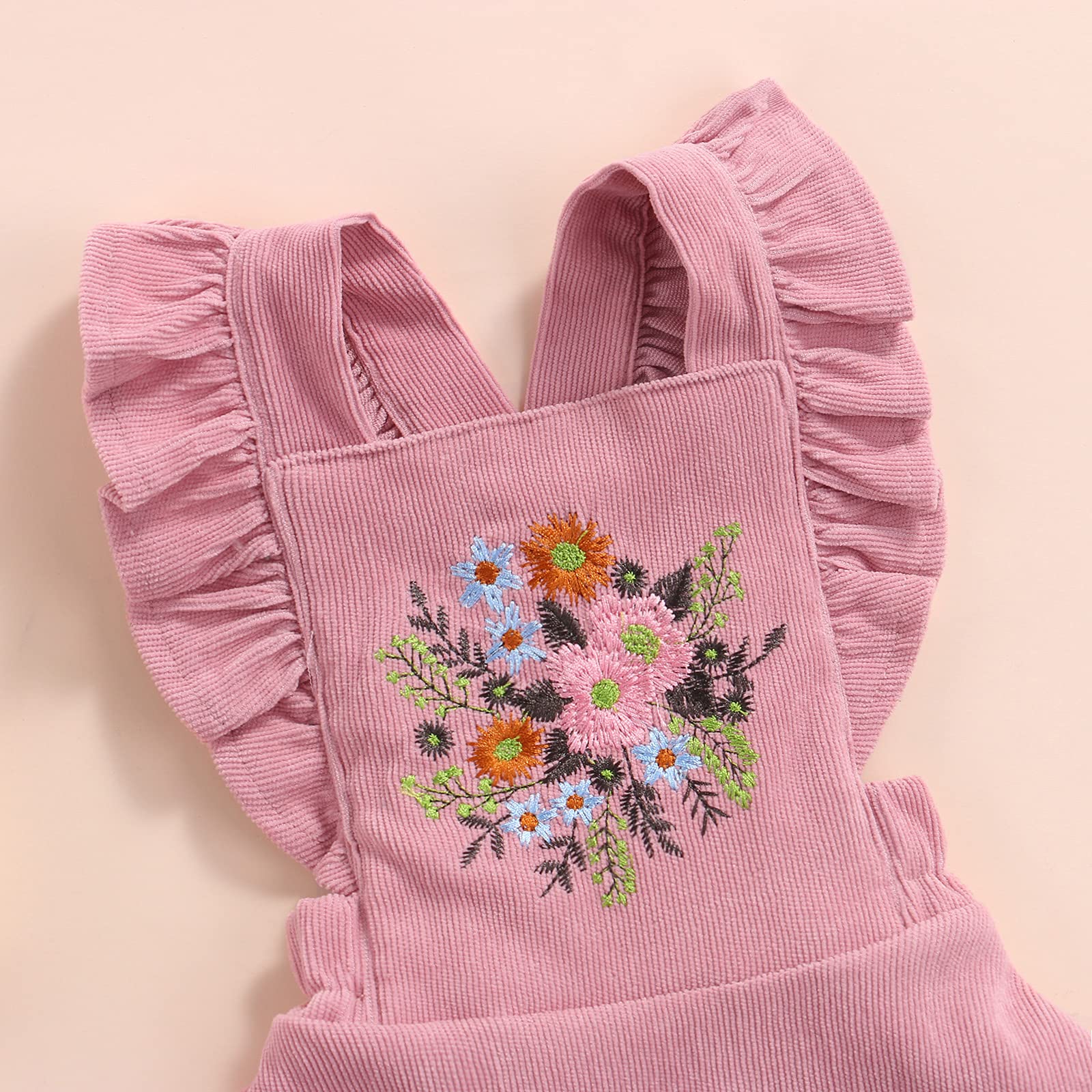 MERSARIPHY Baby Girls Suspender Dress - Embroidered Straps Skirt Overall Dresses for Winter & Fall - Cute Outfits for Holidays, Photos & Playdates