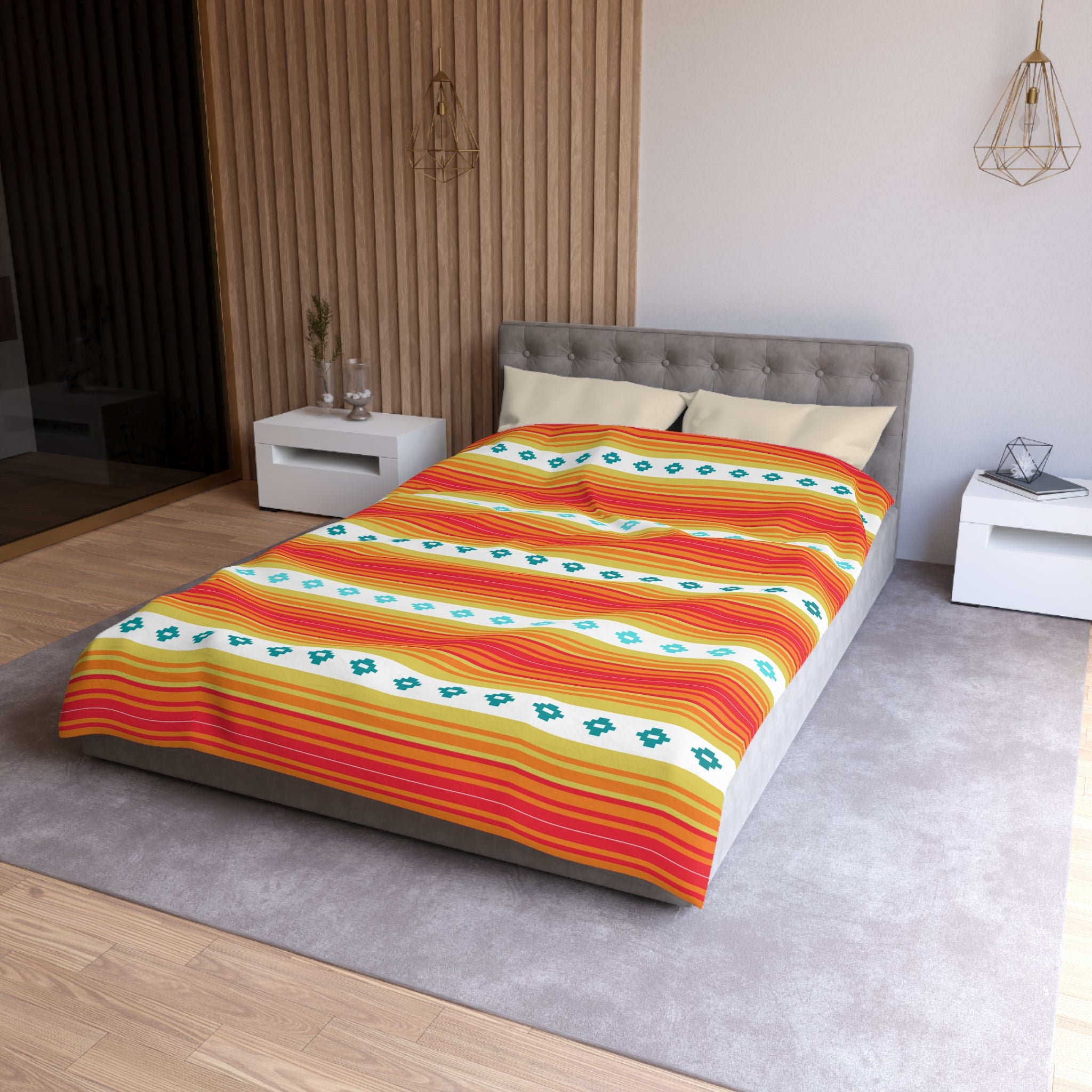 Southwestern Boho Bedroom Bedding Set - Soft Microfiber Duvet Cover with Piping - Queen, King, Full & Twin Sizes - Perfect for Guest Rooms & Vacation Homes