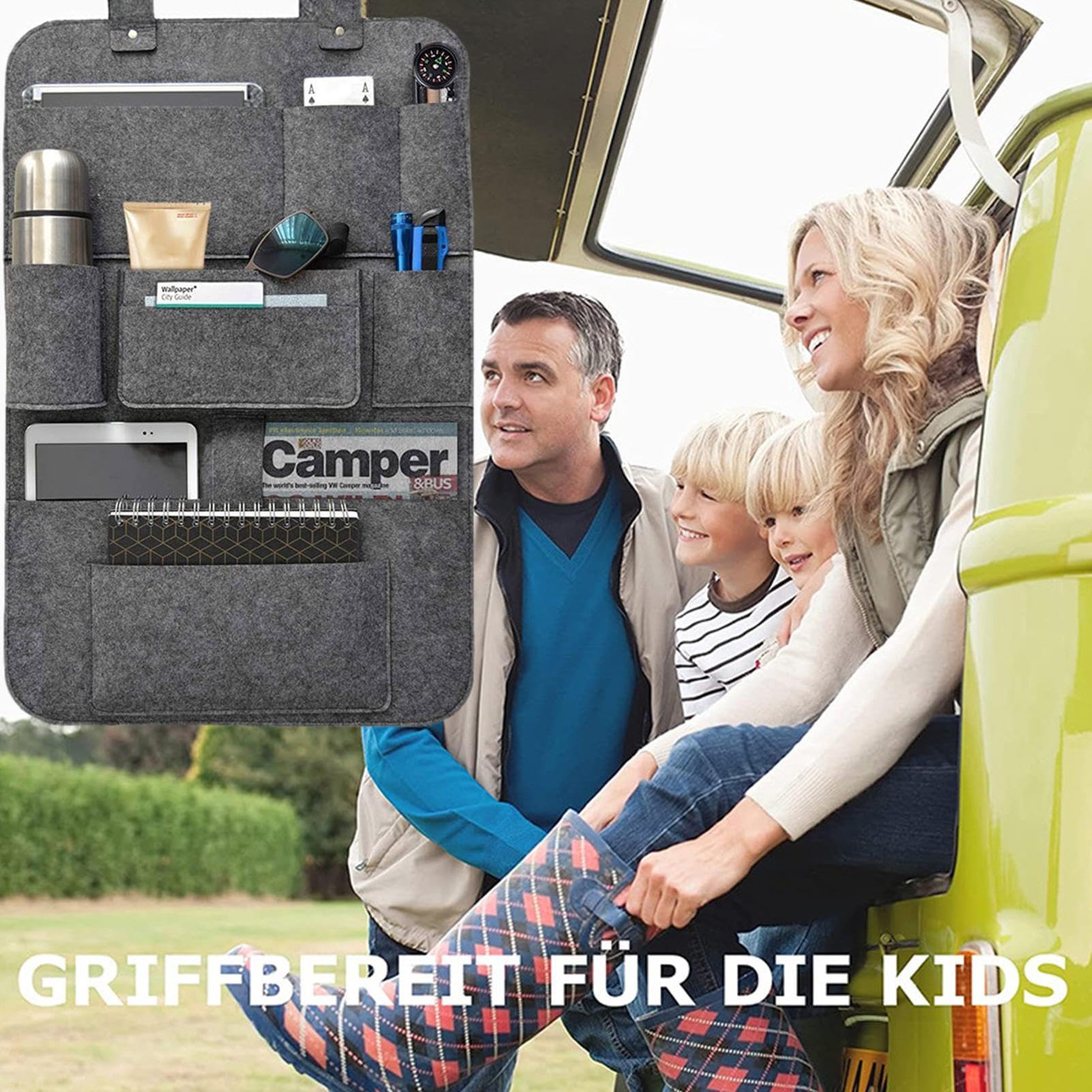 Car Seat Organizer with 10 Pockets - Backseat Storage for Kids - Vehicle Seat Back Protector for Toys, Snacks, Drinks & Accessories | Perfect for Road Trips, Family Travel & Daily Commutes