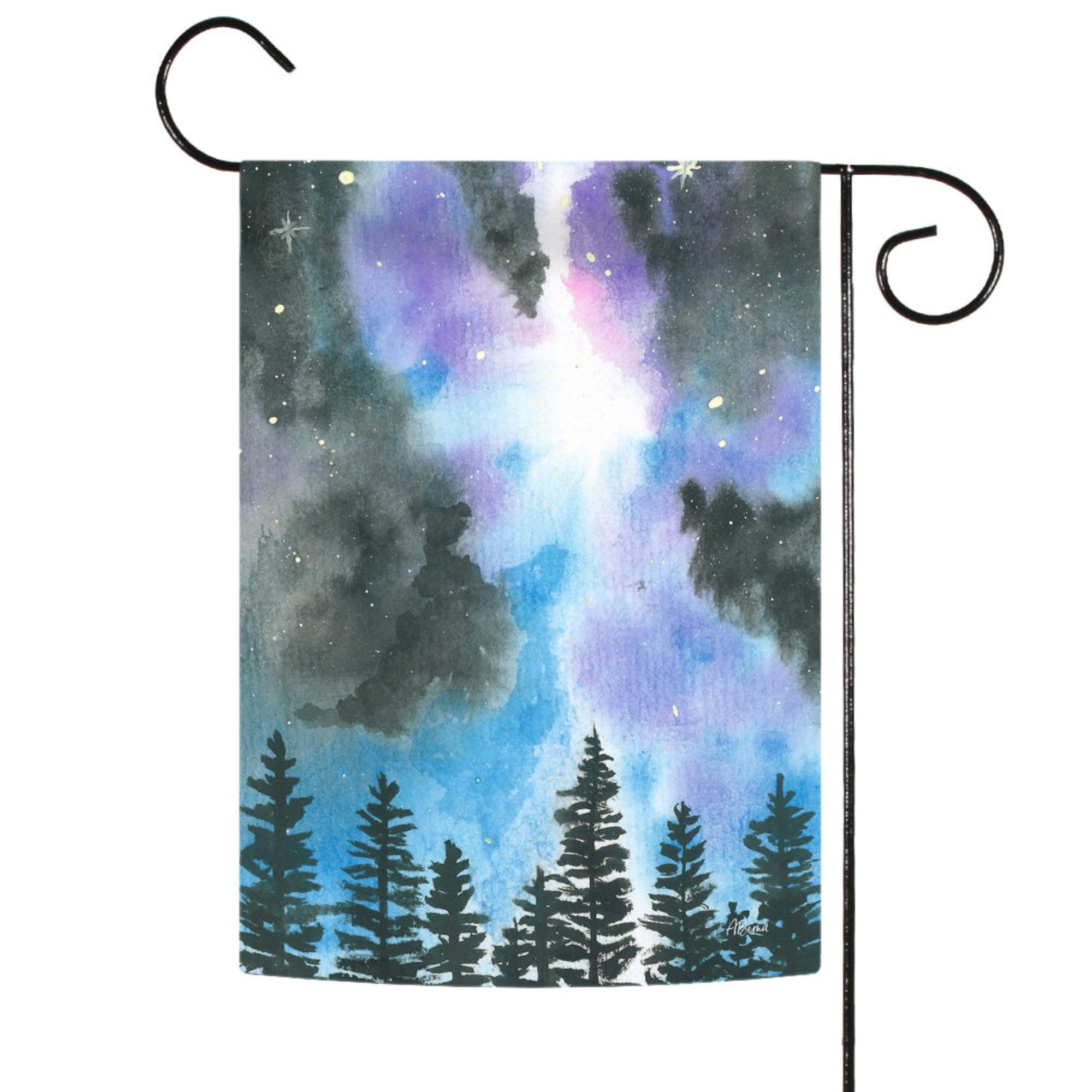 Toland Home Garden 1112526 Double Sided Winter Flag 12x18 Inch - Forest Night Sky Design for Outdoor Yard & House Decoration | Perfect for Seasonal Porch, Garden & Holiday Display