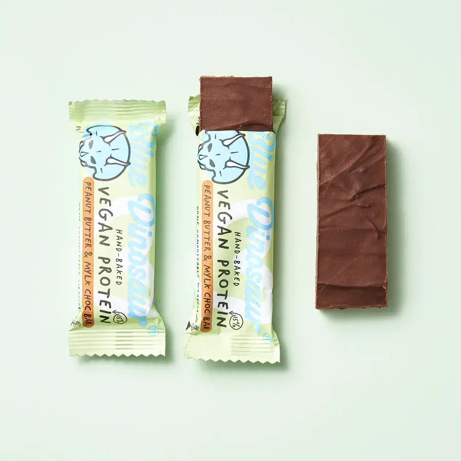 Blue Dinosaur Vegan Protein Bar - Peanut Chocolate Flavor | High Protein Snack for Athletes & Fitness | Gluten-Free, Dairy-Free Energy Bars for Workouts, Hiking & On-the-Go Nutrition