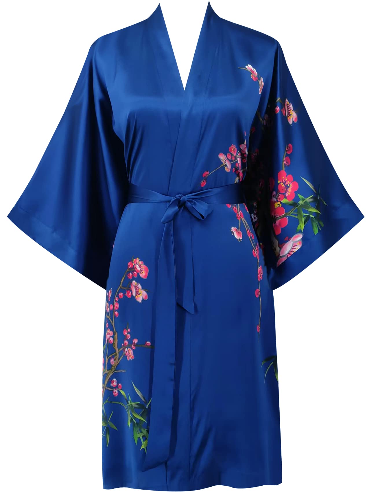 Women's 100% Silk Kimono Robe - Short Sleeve Bathrobe & Pajama Set - Lightweight Lounge Wear for Spa, Yoga & Relaxation at Home