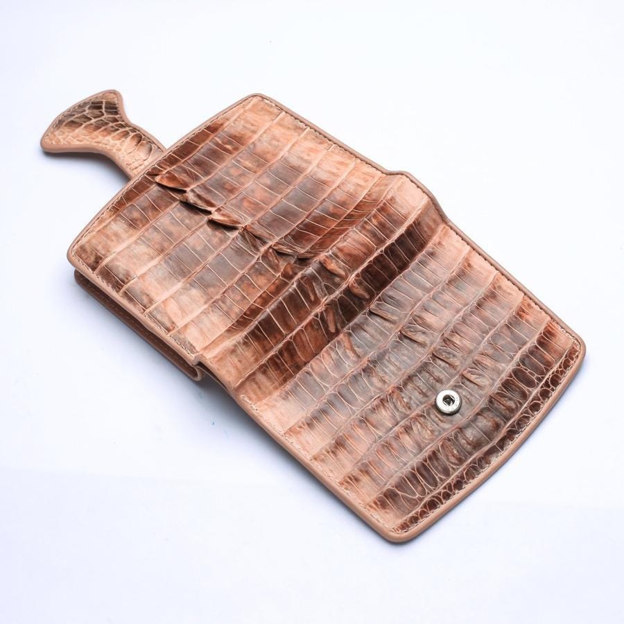 Two-Tone Old Rose Crocodile Embossed Women's Wallet - Luxury Leather Clutch for Everyday Use & Special Occasions
