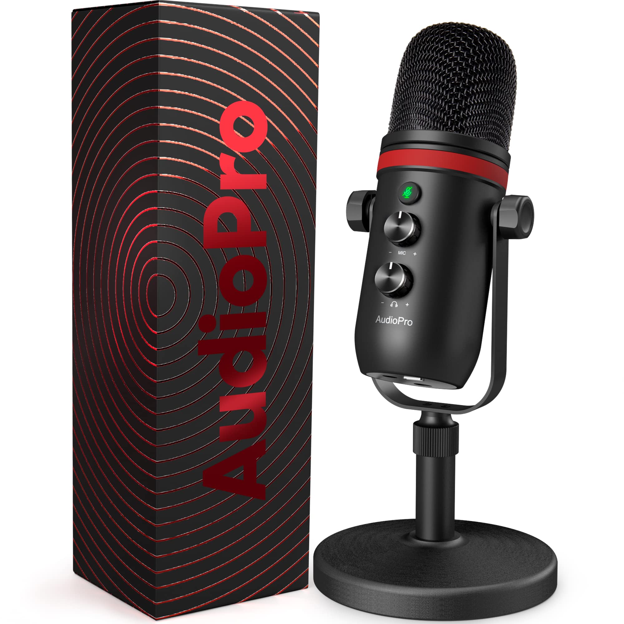 Premium USB Microphone for PC, Laptop, PS4 & PS5 - Condenser Gaming Mic with Headphone Output, Volume Control & LED Mute Button | Plug & Play USB Type C | Perfect for Streaming, Podcasting, YouTube & Studio Recording | Ideal for Gamers, Content Creators & Home Studios