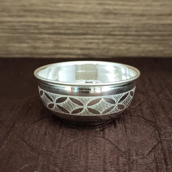 925 Sterling Silver Designer Bowl - Elegant Handcrafted Home Decor for Dining Table, Centerpiece, Gift (Design 37) | Perfect for Wedding, Anniversary & Housewarming Presents