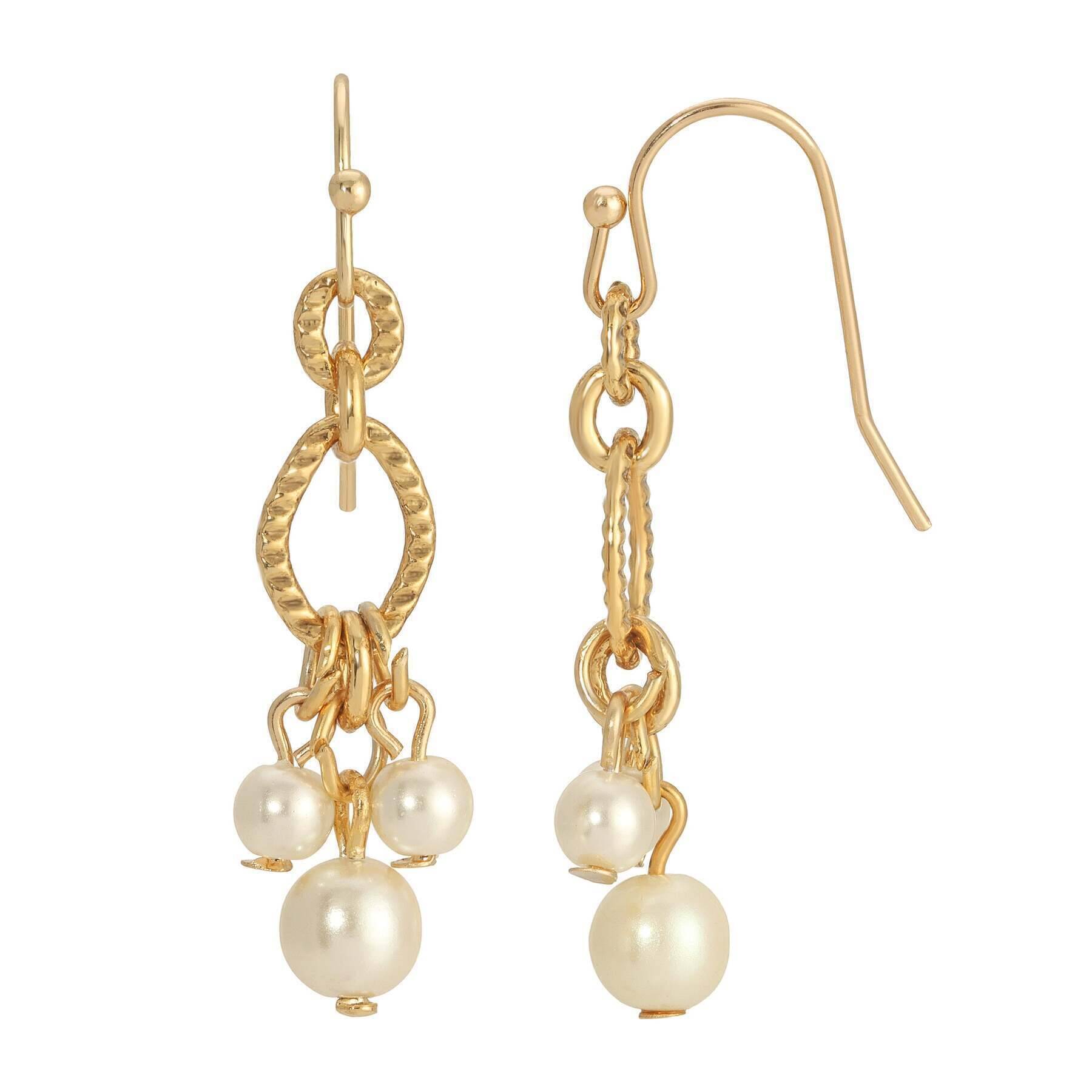 1928 Jewelry Belle Epoch Faux Pearl Drop Earrings - Vintage Style Dangle Earrings for Women - Perfect for Weddings, Parties & Special Occasions