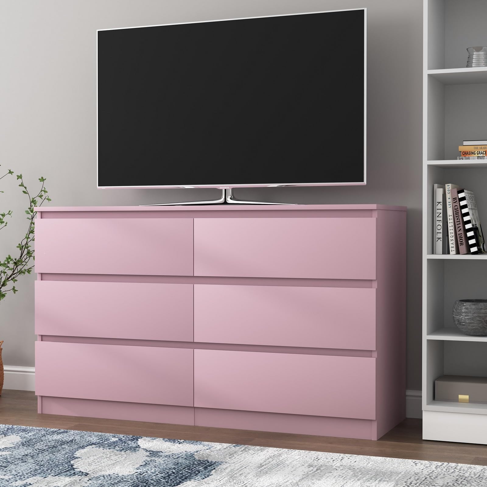 Modern 6-Drawer Wood Dresser for Bedroom - Storage Chest with Ample Space - Nursery & Kids Room Furniture - Perfect as TV Stand or Bedroom Organizer