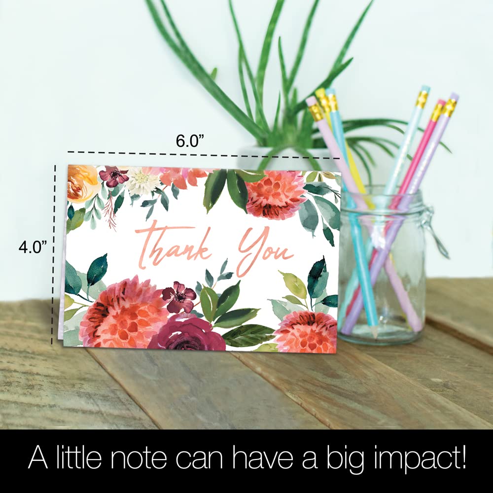 Eco-Friendly Thank You Cards Set - 12 Artful Autumn Floral Wedding Designs with White Envelopes | 4