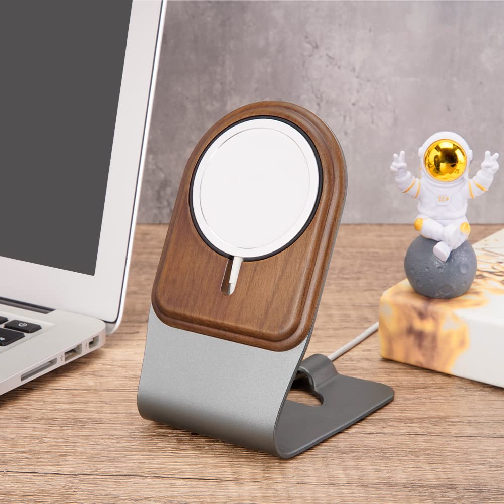 Premium Walnut Wood Stand for Apple MagSafe Charger | Elegant Phone Charging Dock Compatible with iPhone 16/15/14/13/12 Series | Perfect for Bedside, Office Desk & Nightstand Charging