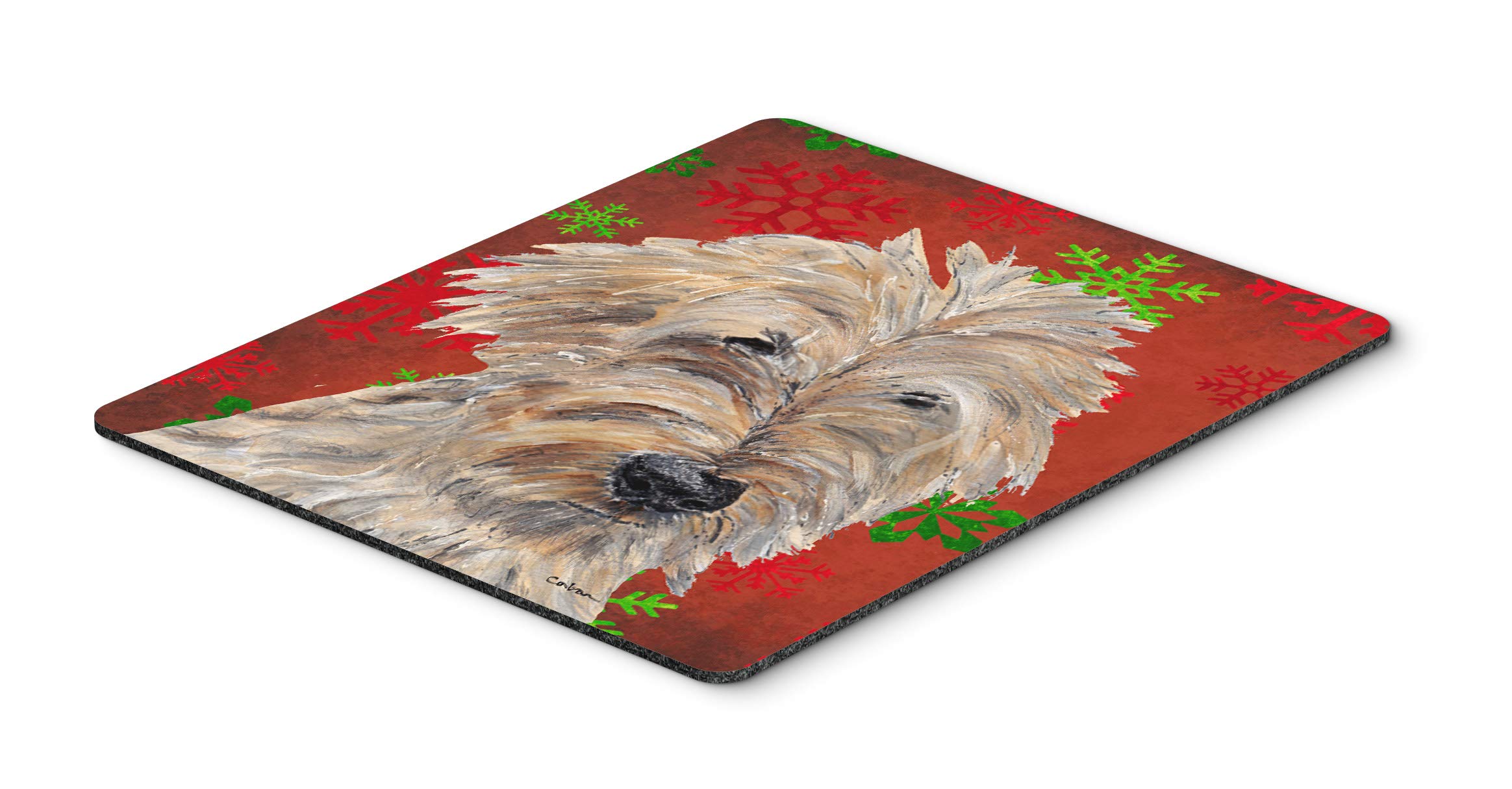 Golden Doodle Red Snowflakes Holiday Mouse Pad & Trivet - Washable Large Desk Mat for Home Office, Gaming, Computer & Laptop - Festive Christmas Decor & Functional Workspace Accessory
