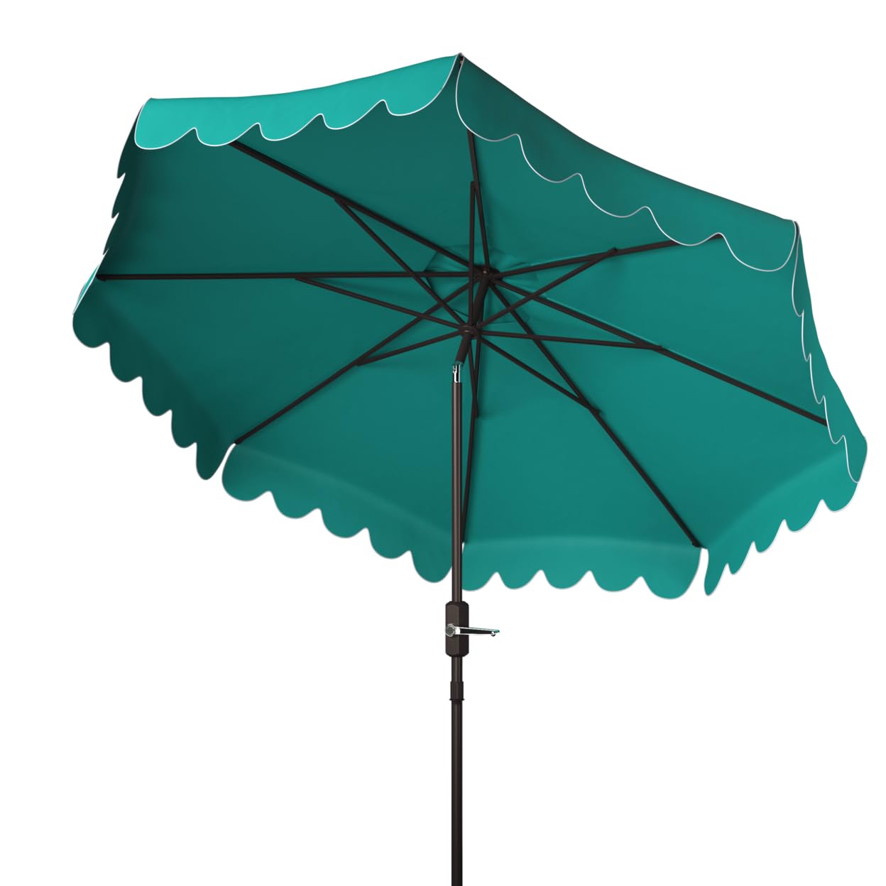 SAFAVIEH PAT8010A Venice Navy & White 9Ft Outdoor Umbrella with Crank & Push Button Tilt - Perfect for Patio, Poolside, and Garden Shade