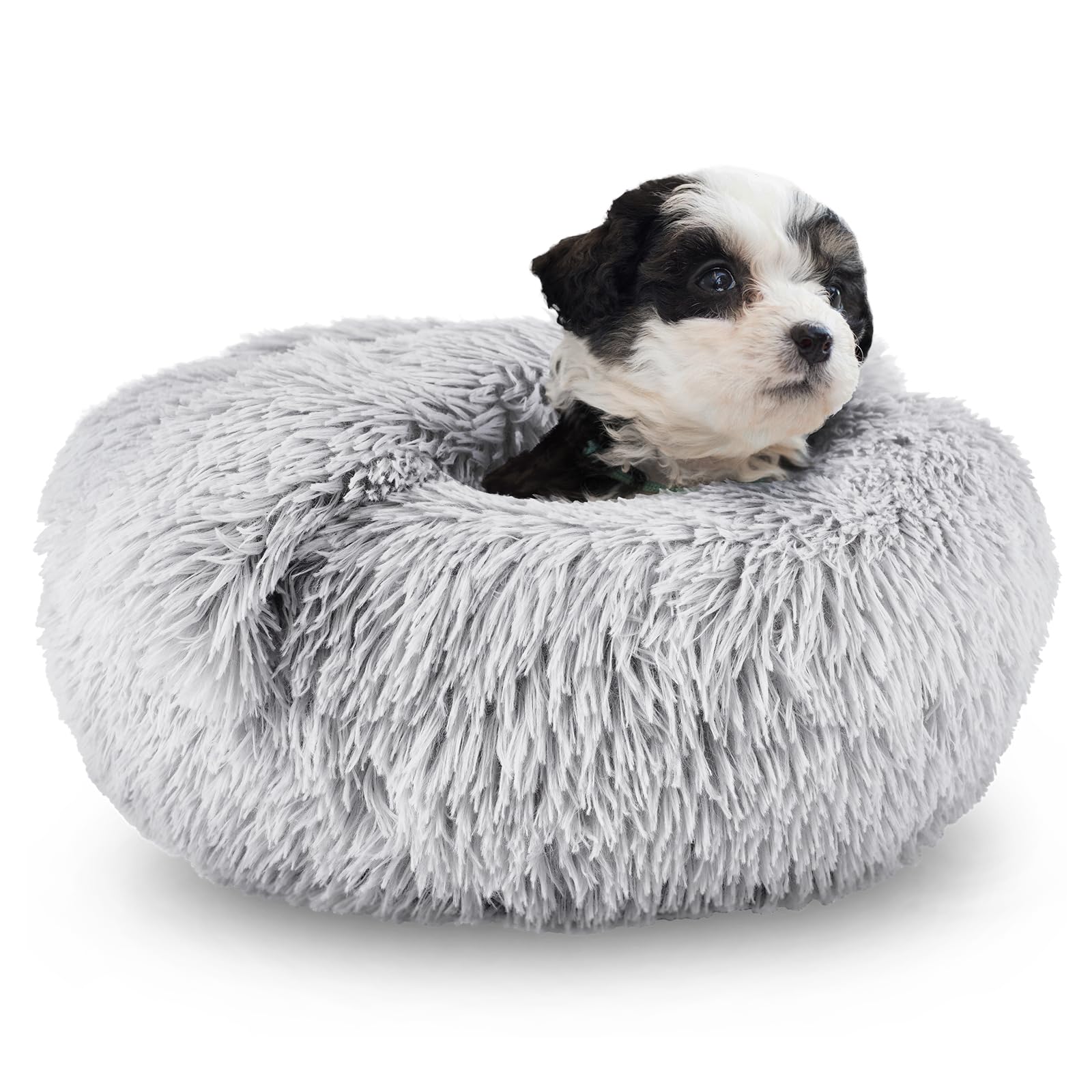 ShinHye Small Dog Bed & Cat Bed - Plush Fluffy Hooded Pet Bed with Removable Blanket, Cozy Indoor Pet Bed for Small Dogs & Cats, Anti-Anxiety Washable Pet Bed - Perfect for Crate, Kennel or Living Room Comfort