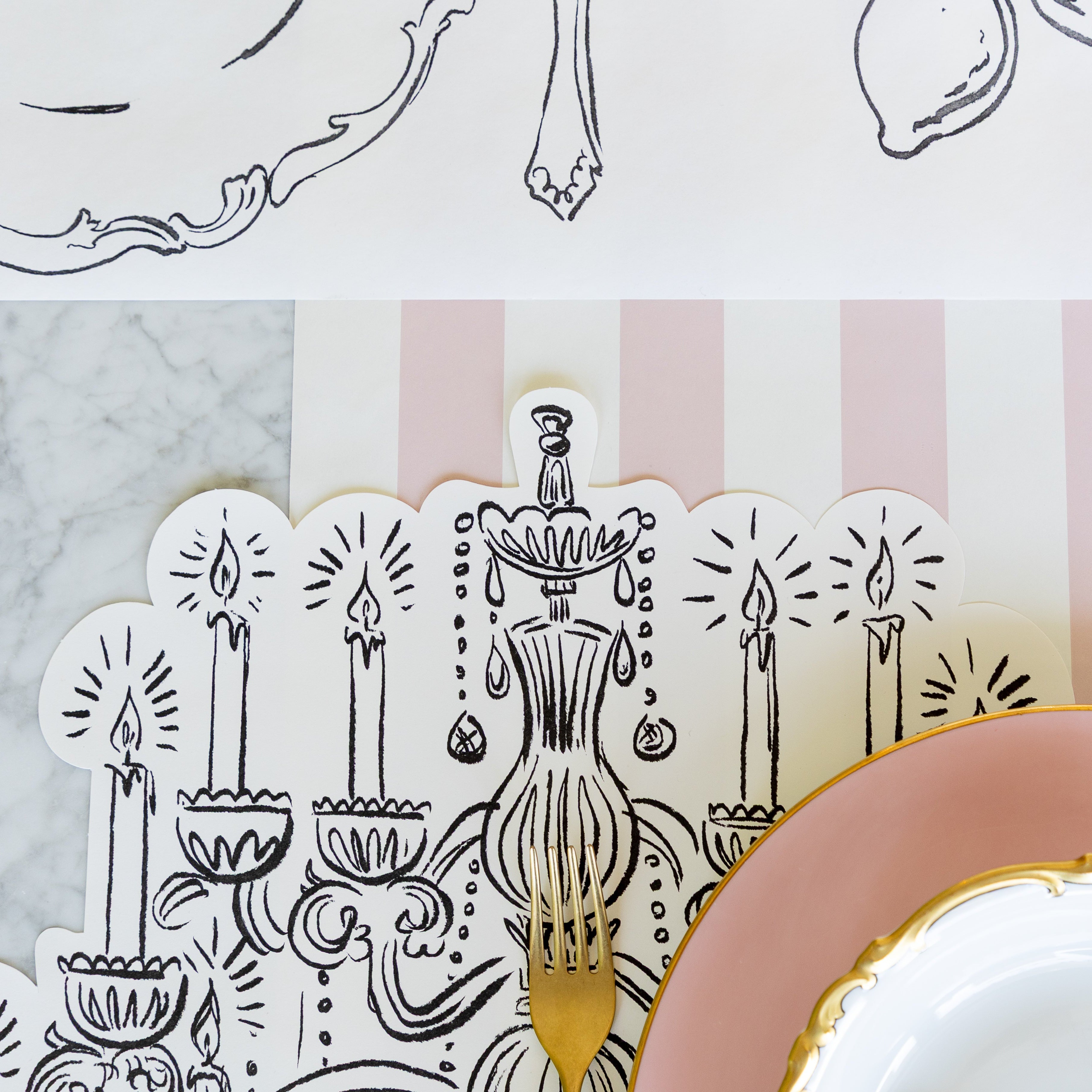 Elegant Die-Cut Chandelier Placemats Set of 4 - Decorative Table Mats for Dining Room, Wedding, Party & Home Decor - Premium Quality Place Settings for Formal Dinner & Holiday Gatherings