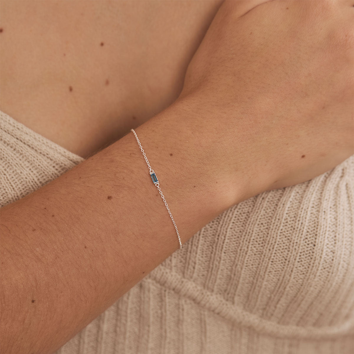 Lumen Baguette London Blue Topaz Sterling Silver Bracelet for Women - Elegant Jewelry Gift for Birthday, Anniversary & Special Occasions