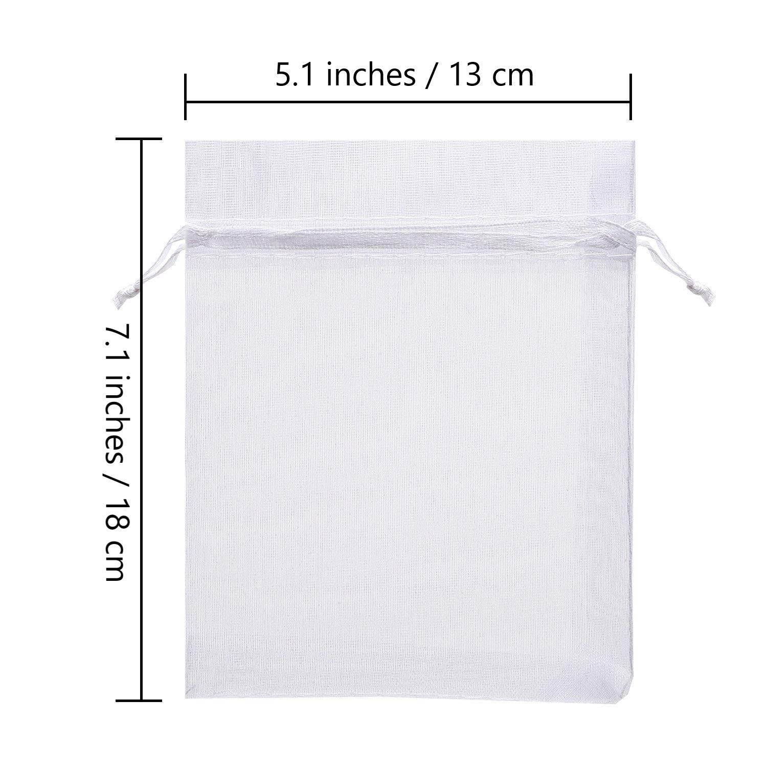 100-Piece White Organza Drawstring Gift Bags 5x7 Inches - Wedding Favors, Party Supplies, Jewelry Pouches & Candy Bags for Bridal Showers, Baby Showers & Travel Essentials