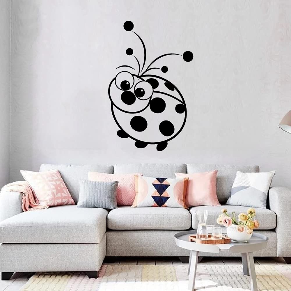 Cute Ladybug Vinyl Wall Sticker Decal - Big Nose Lady Bug Insect Design for Kids Room, Nursery, Playroom & Home Decor (30x22 Inch) - Perfect for Children's Bedroom, Kindergarten & DIY Wall Art Projects