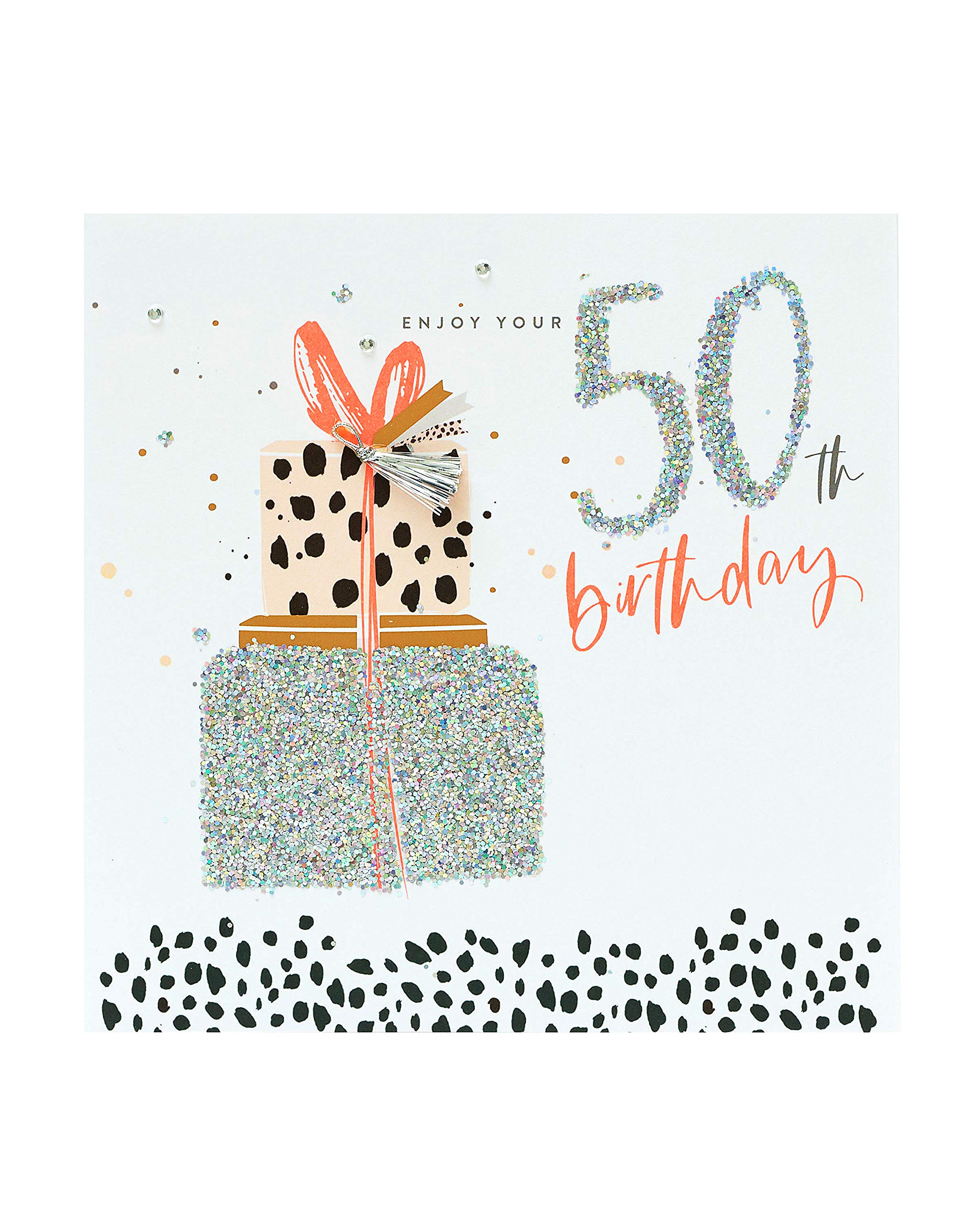 UK Greetings Age 50 Foiled Finish 50th Birthday Card - Elegant Golden Anniversary Present (646186-0-1) - Perfect for Milestone Celebrations & Gift Giving