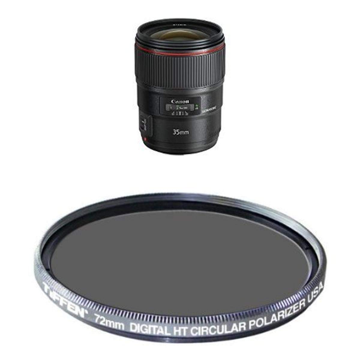 Canon EF 35mm f/1.4L II USM Wide Angle Lens with Tiffen Polarizing Filter - Professional Photography for Portraits, Landscapes & Low Light Shooting