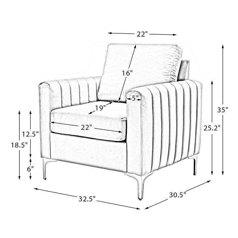 Luxury Didyme Velvet Club Armchair - Modern Accent Chair for Living Room, Bedroom & Office - Plush Upholstered Lounge Chair with Sturdy Wooden Legs - Perfect for Reading Nook, Home Theater & Cozy Spaces