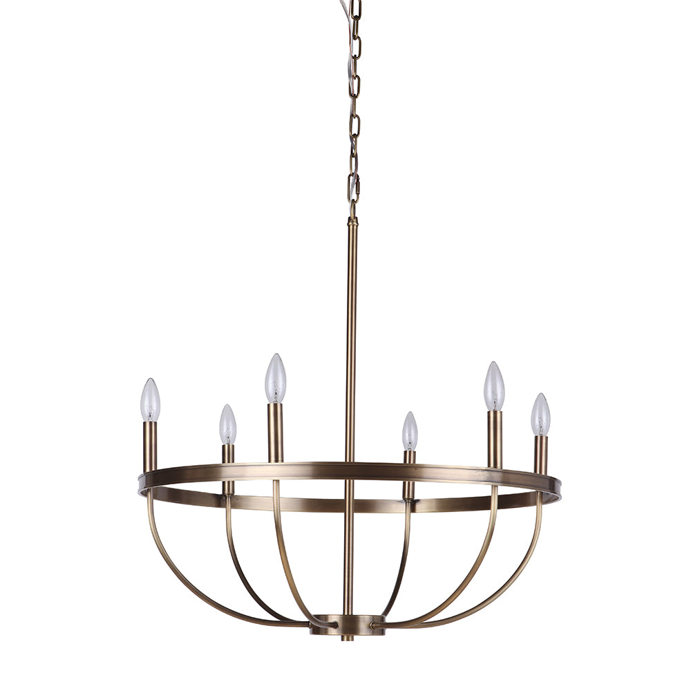 Upland 6-Light Chandelier in Brass - Elegant Ceiling Lighting Fixture for Dining Room, Living Room & Bedroom