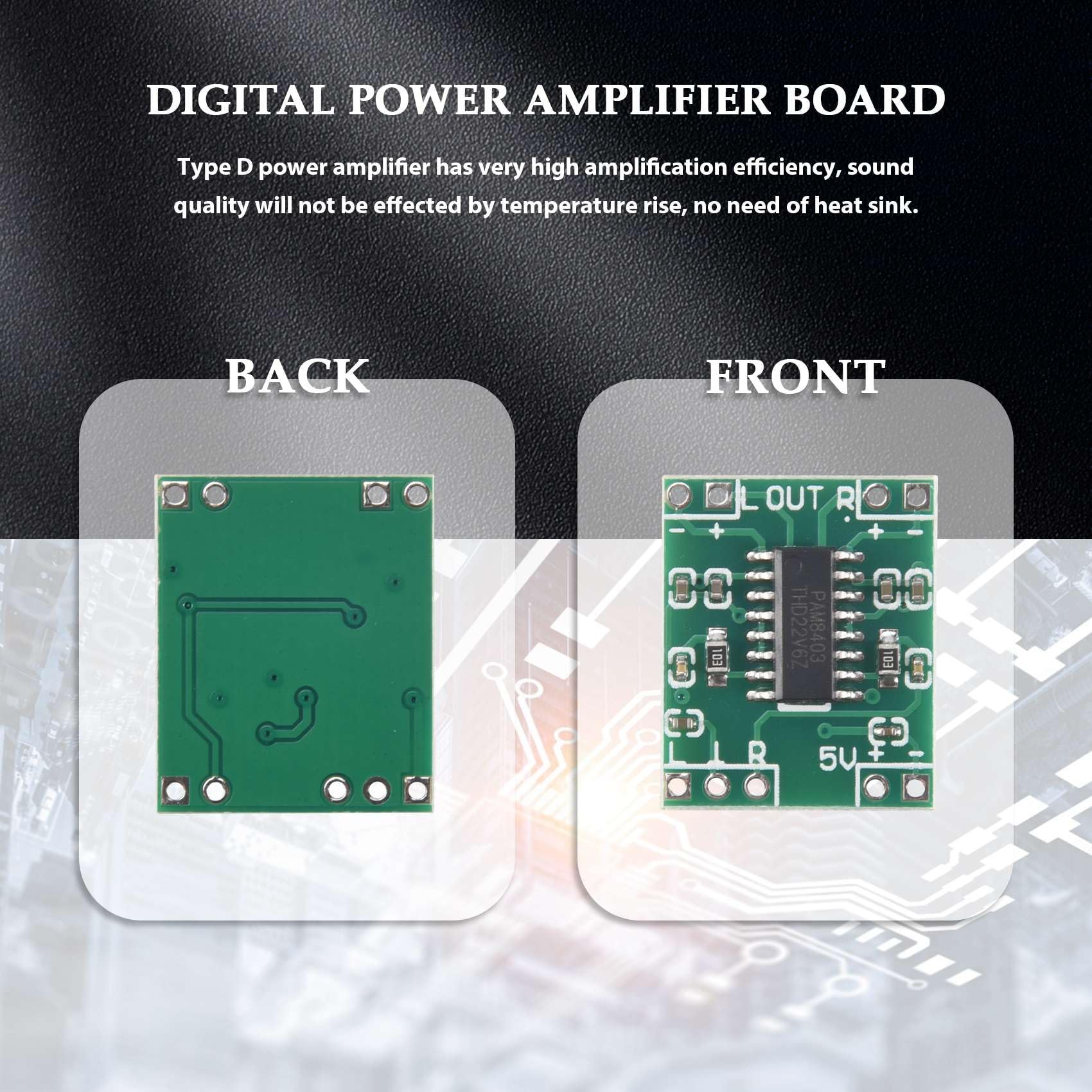 5PCS PAM8403 Digital Audio Amplifier Board - 2x3W Class D Power Amp Module for DIY Speakers, 5V DC - Perfect for Home Audio, Car Stereo & Portable Sound Systems