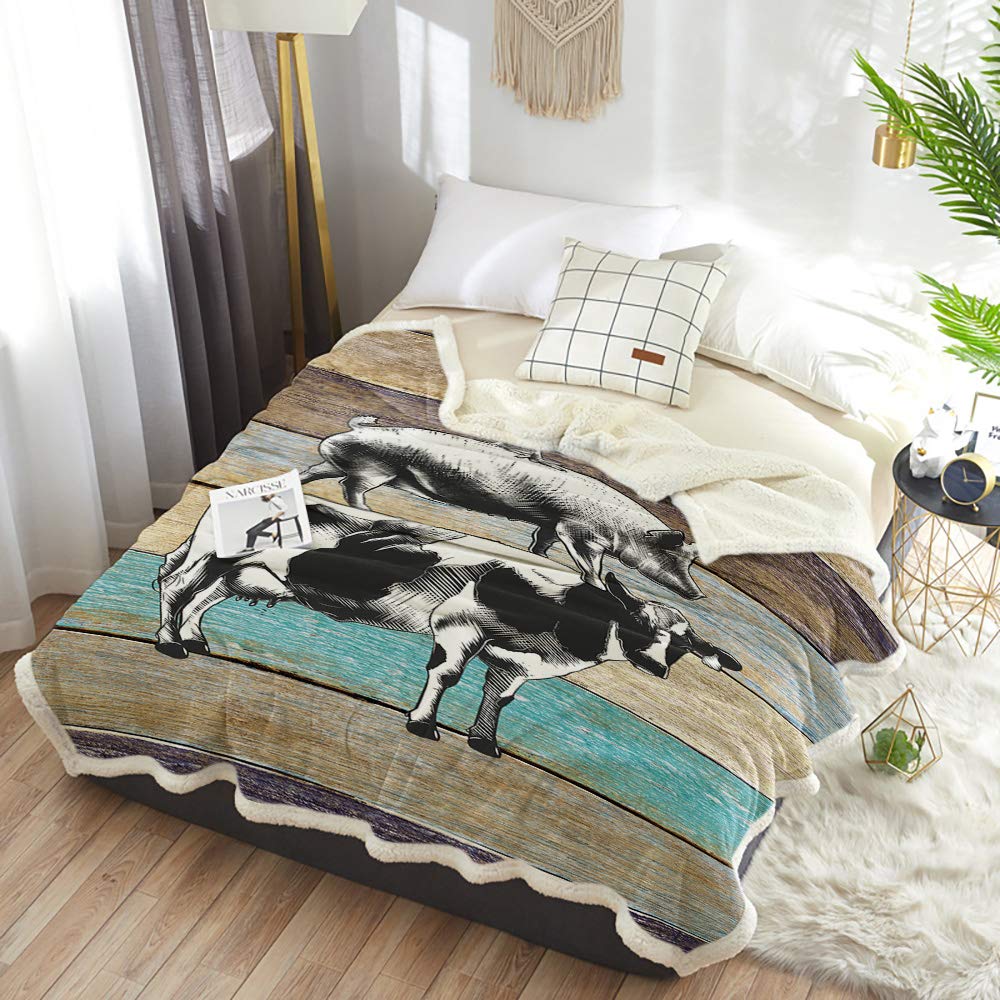 Farm Animals Sherpa Fleece Blanket - Super Soft & Warm 40