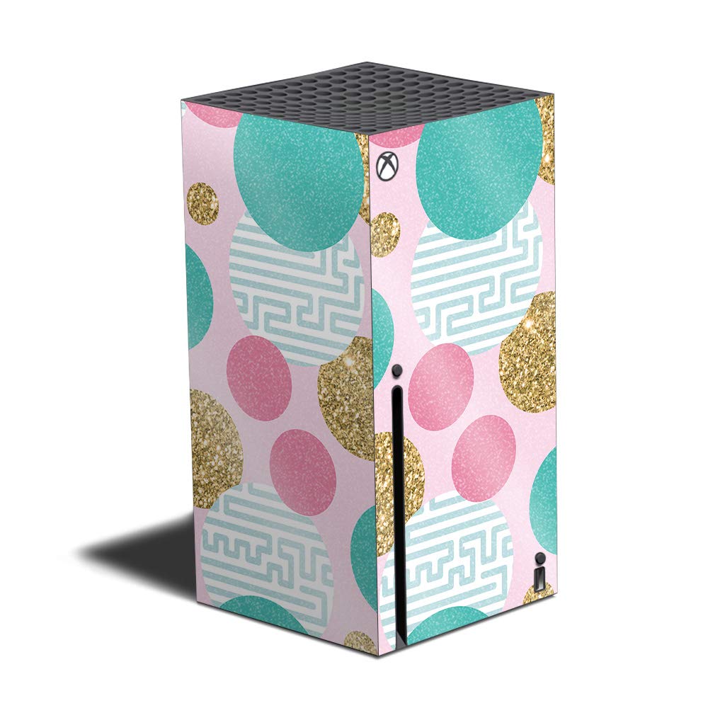 MightySkins Glossy Glitter Skin for Xbox Series X - Golden Bubbles | Premium Durable High-Gloss Finish | Easy to Apply & Remove | USA Made | Perfect for Gaming Setups & Personalization