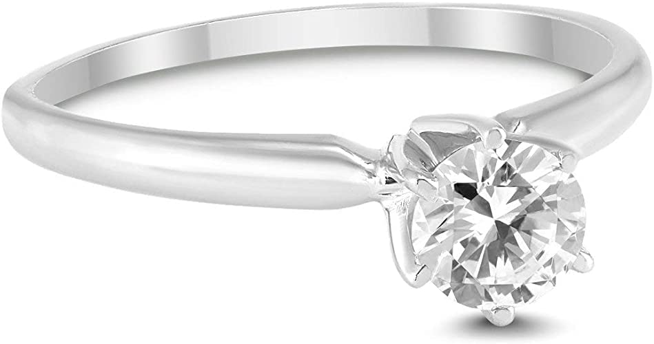 0.70 Carat Lab Grown Diamond Solitaire Ring - 14K White Gold Engagement & Wedding Ring (Round Cut, F Color, VS2 Clarity) - Perfect for Proposals, Anniversaries & Bridal Jewelry