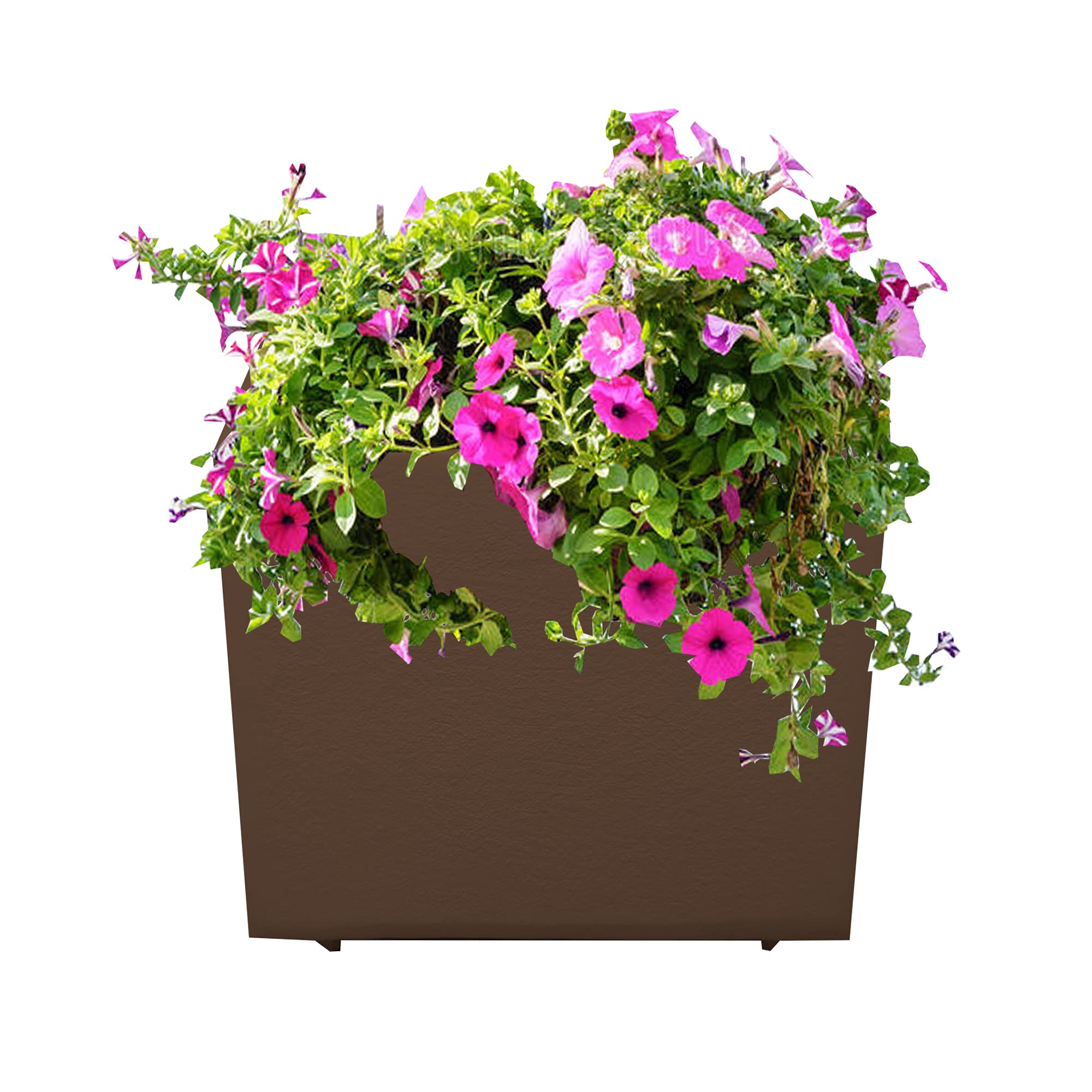 Oakland Living Modern Square Cast Aluminum 35-inch Brown Bird Bath and Planter Vase Combo - Outdoor Garden Decor for Birds and Plants