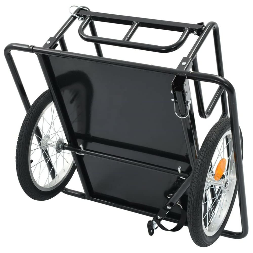 Foldable Heavy Duty Bicycle Cargo Trailer - 110lbs Capacity Steel Frame with Hitch for Hauling Luggage, Plants & Tools | Perfect for Camping, Gardening & Urban Commuting (Black)