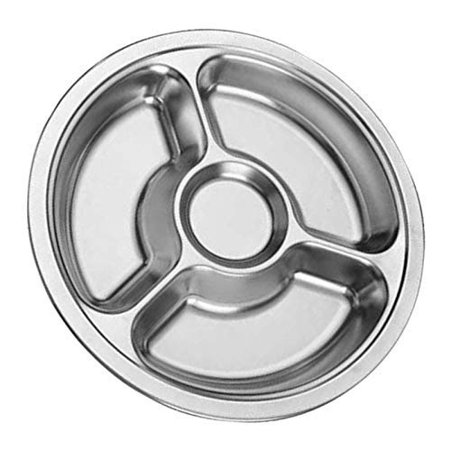 Stainless Steel Divided Food Tray - 3 Compartment Dinner Plate for Camping, Picnic, School & Office | Durable Snack Serving Dish for Outdoor Activities, Cafeteria & Home Use
