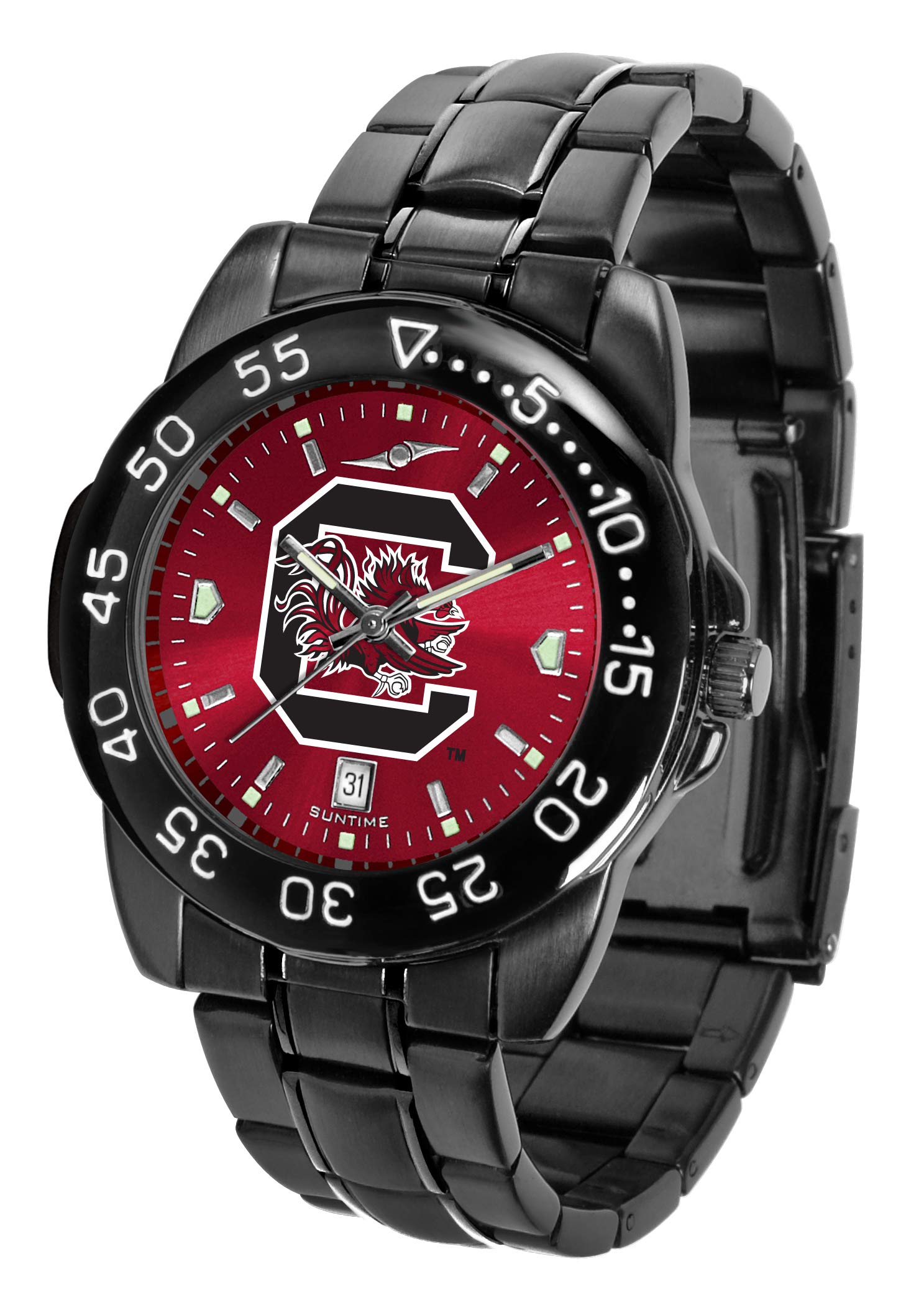 SunTime Men's Fantom Sport Collegiate Team Watch - Black Stainless Steel with Shiny Anochrome Dial - Waterproof Casual & Dress Watch for Men - Perfect for College, Office, and Everyday Wear
