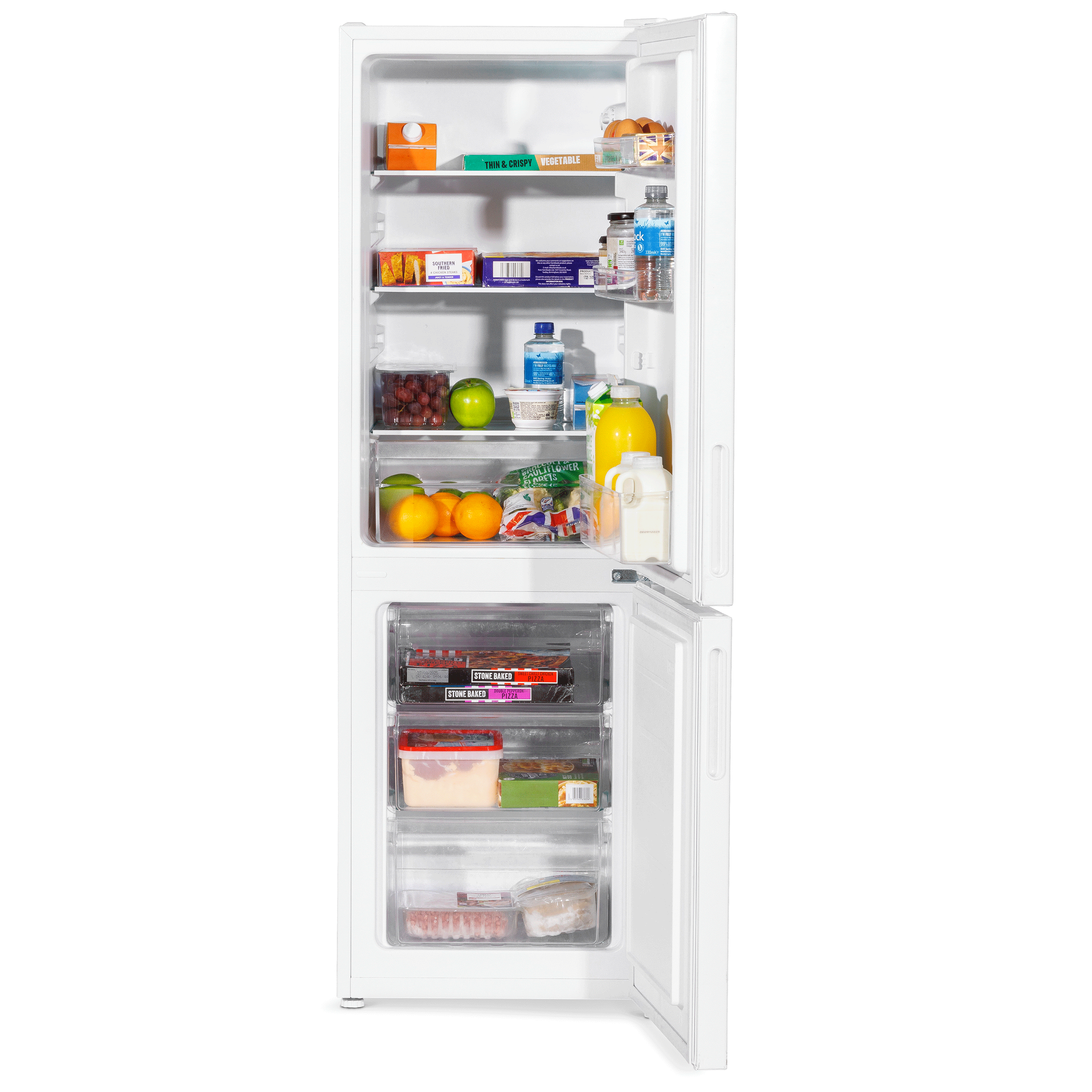 Baridi 47cm 70/30 Fridge Freezer with Adjustable Thermostat, 157L Capacity - Energy Efficient Compact Refrigerator for Home, Office, Dorm, or Apartment - White (Model DH252)