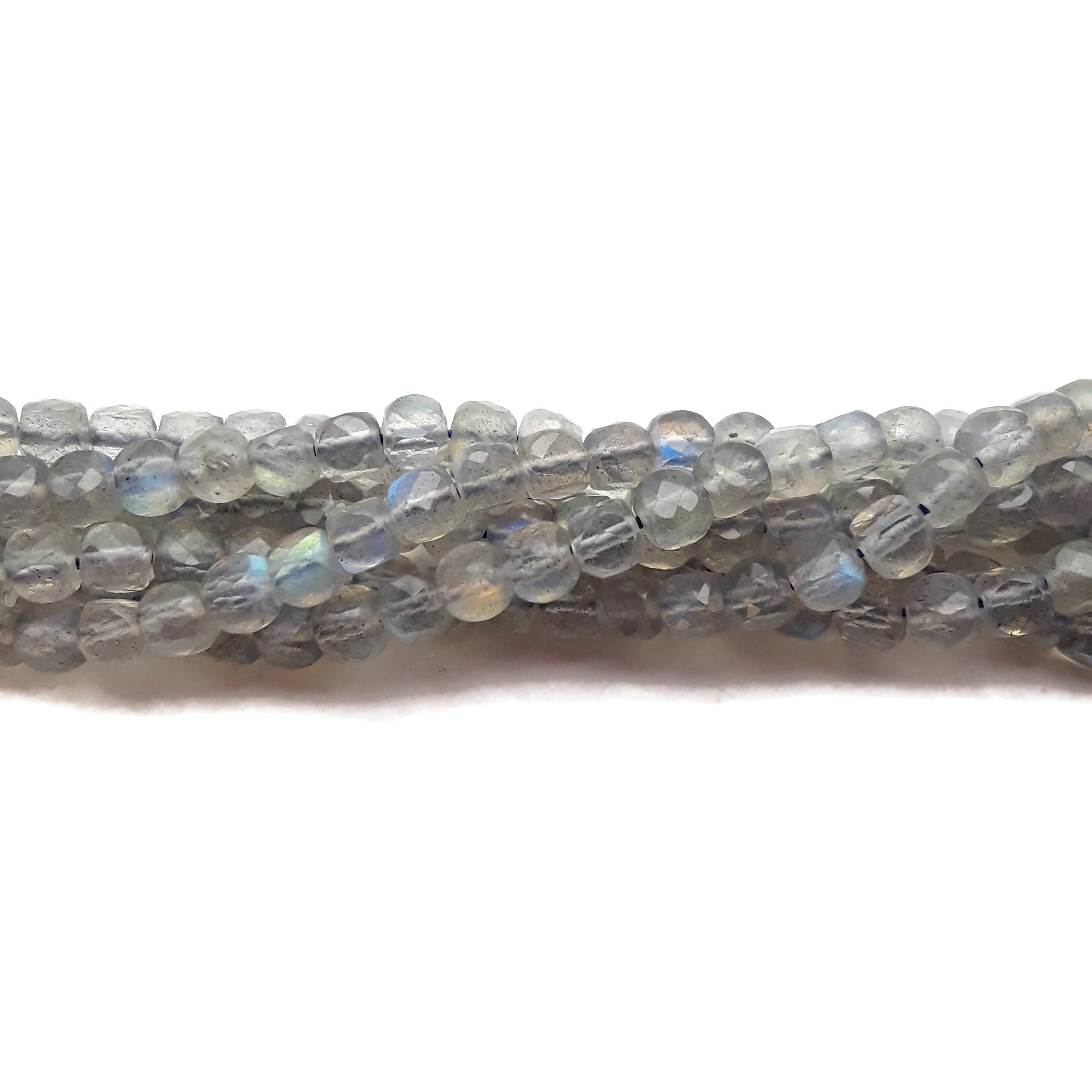 4mm Light Gray Labradorite Faceted Square Dice Cube Beads - 15.5 Inch Strand for Jewelry Making, DIY Crafts & Healing Crystal Bracelets