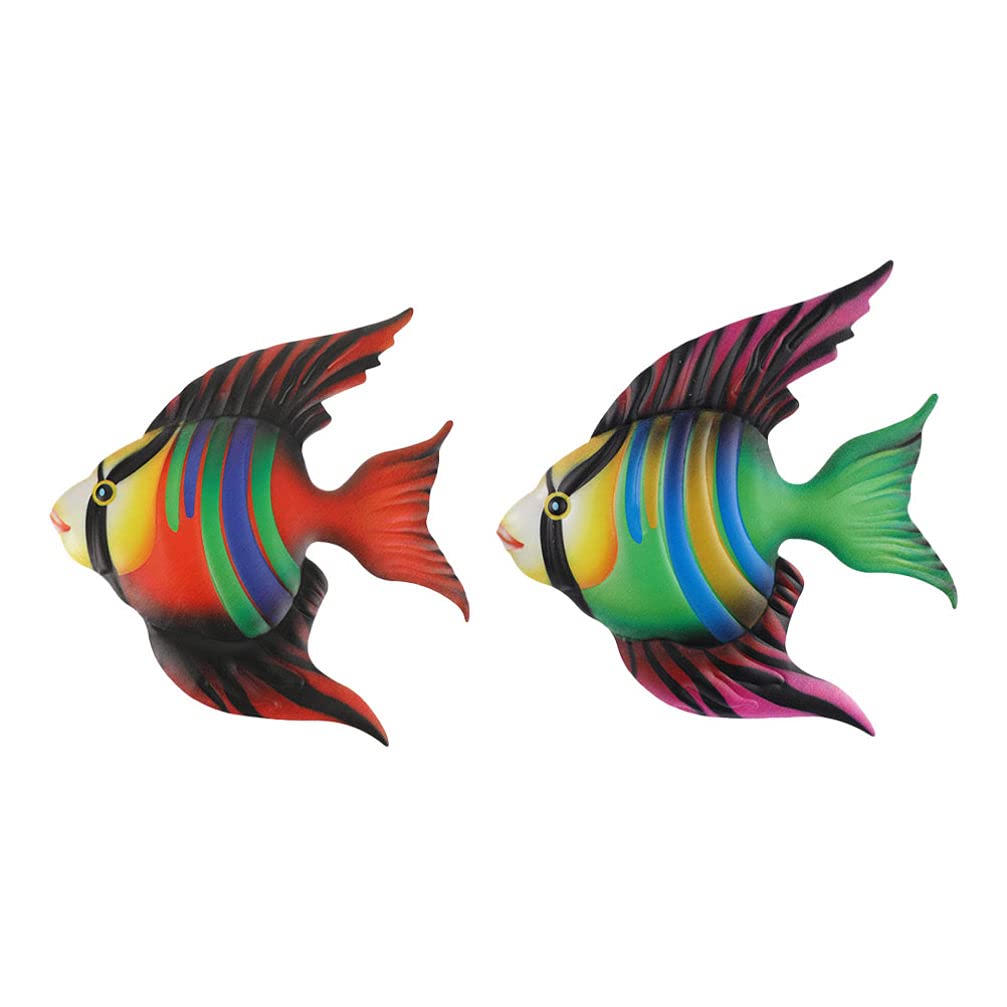 Outdoor Metal Wall Art Decor - 2PCS Hanging Fish Farmhouse Decor for Home, Garden, Bedroom, Patio & Beach | Perfect for Rustic, Coastal & Party Themes