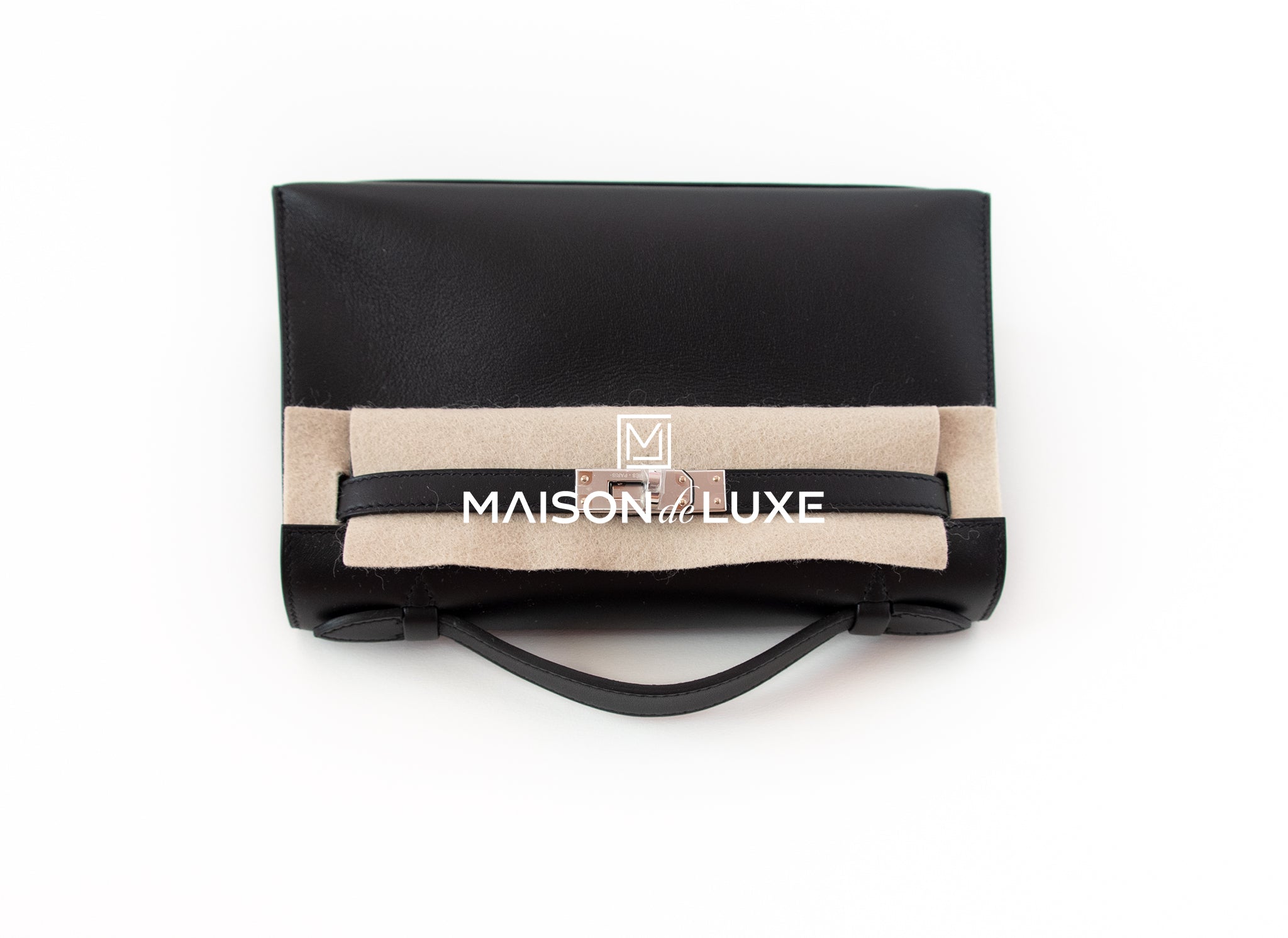 Hermes Noir Black PHW Swift Mini Kelly Pochette Clutch Bag - Luxury Designer Crossbody Purse for Women | Perfect for Evening Events, Parties & Special Occasions