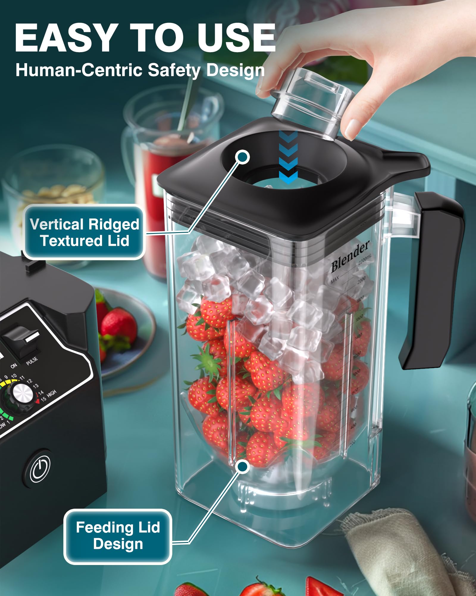 WantJoin Professional Commercial Blender Cups - Compatible with K90 Blender Shield Quiet Sound Enclosure 2200W | Durable Plastic Construction for Smoothies, Protein Shakes & Food Prep | Ideal for Restaurants, Gyms & Smoothie Bars