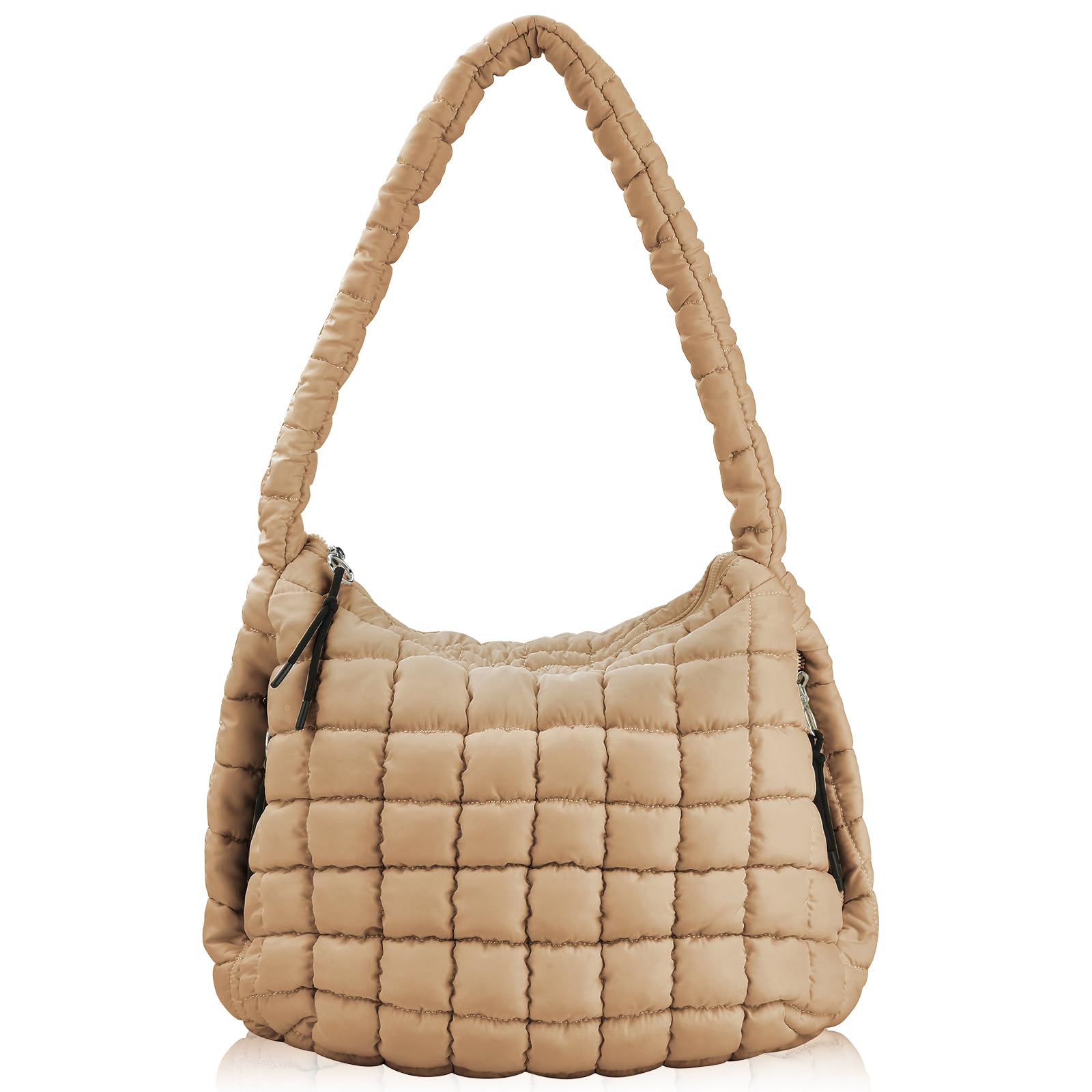 Soft Puffy Zipper Tote Bag for Women - Lightweight Quilted Crossbody Shoulder Bag | Perfect for Work, Travel & Shopping