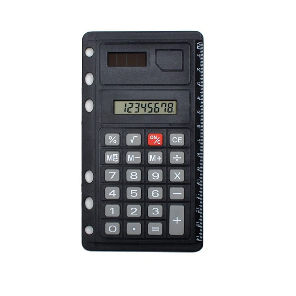 JHHDP 8-Digit Solar Calculator with Ruler - Spiral Bound Loose Leaf Binder for School, Office & Homework - Perfect for Math Class, Accounting & Budget Planning